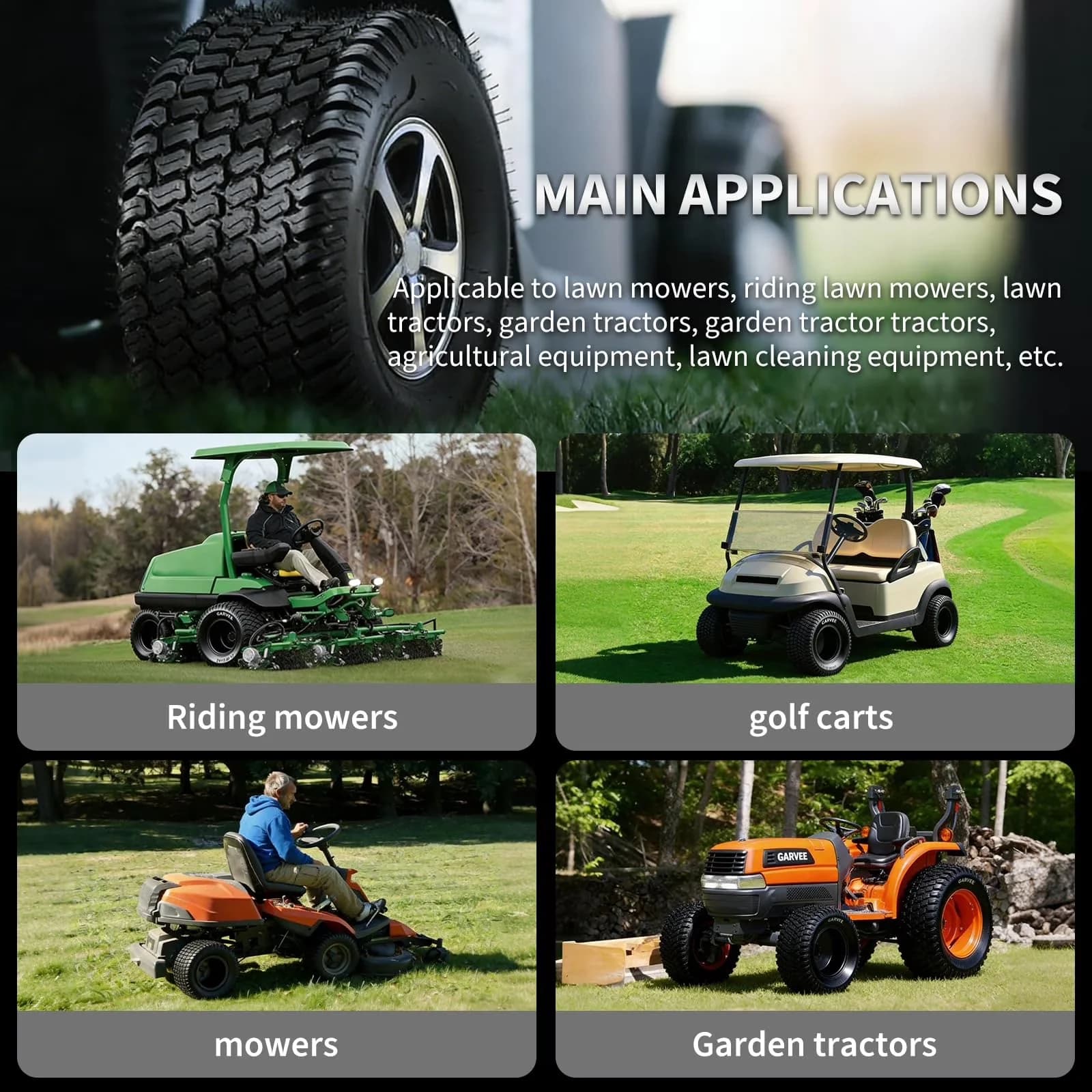 Compact Lawn Mower Tire with Replacement, Puncture Resistant, Weather-Resistant - Model C65F42
