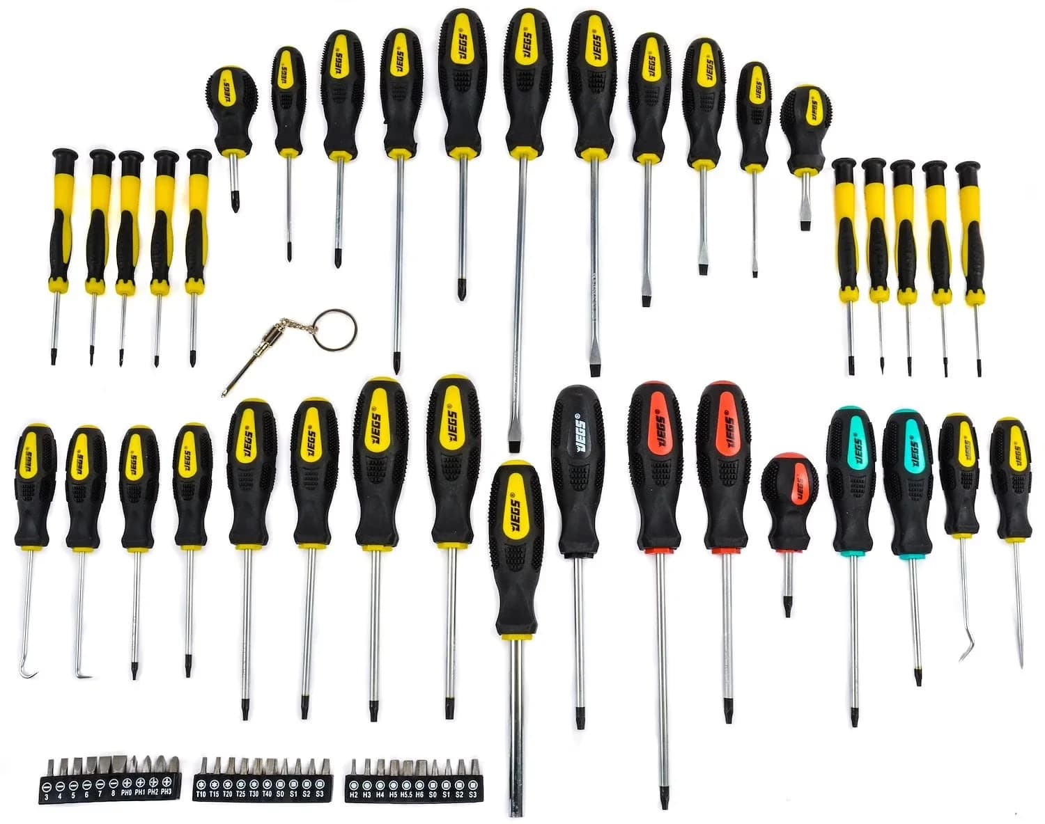 Quality Hand Tool Set with Magnetic, 69 Piece Magnetic Screwdriver - Rubber Grip Handles Chrome Vanadium Shafts Off-White Model 2171B3