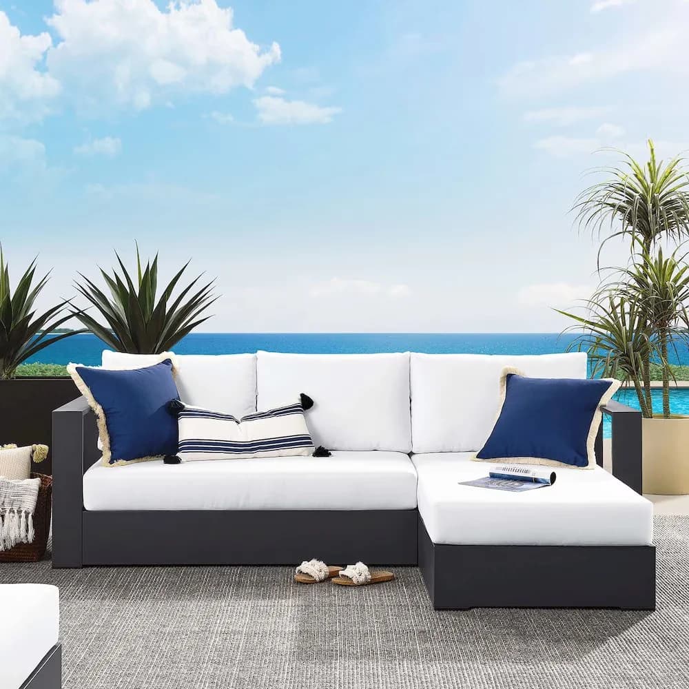 Durable Outdoor Sofas Sectional with Modern, Contemporary - White Fabric Model 8E58A7