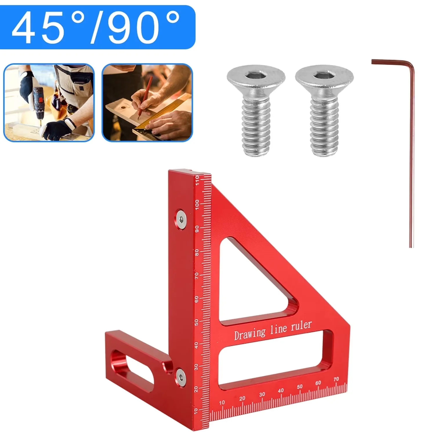 Durable Measuring Layout with Durable - Red-4Pcs Aluminum Alloy 45/90 - Standard Series Model FEA447