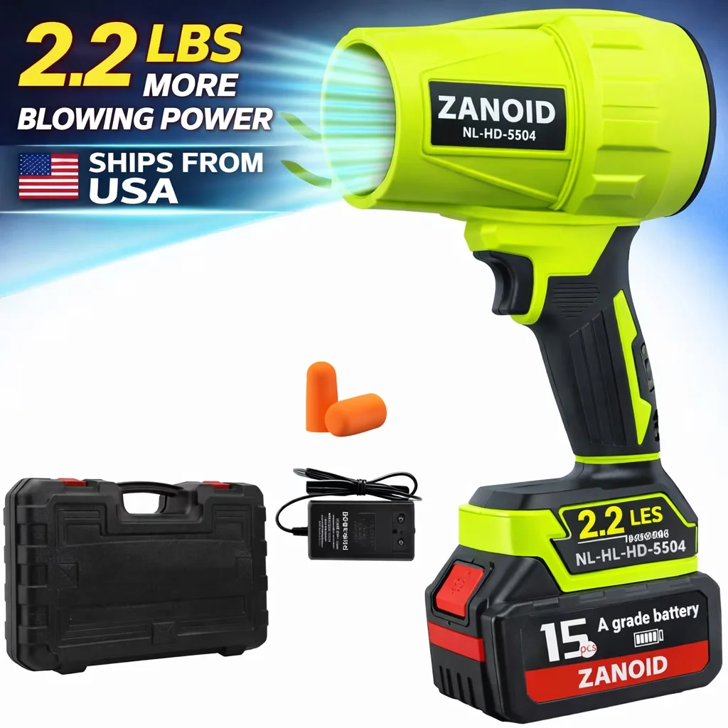 Efficient Leaf Blower with Battery, 20V, 20V Cordless Brushless Motor for Car - Model D325E5