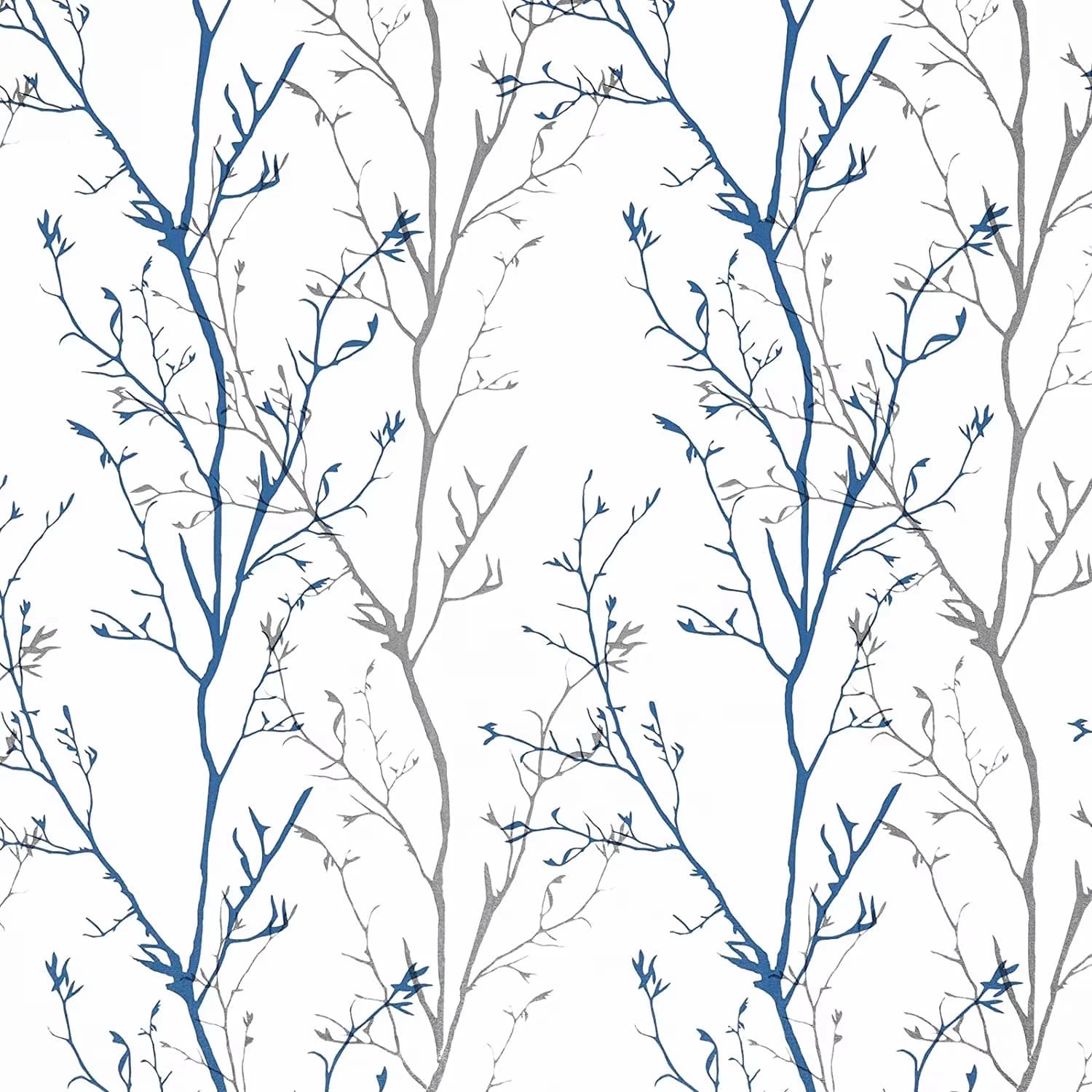 Modern Wallpaper with Removable, 17.7" x 118", Back design with grid design,easy to cut - Blue Polyvinyl Chloride Model C46BDD