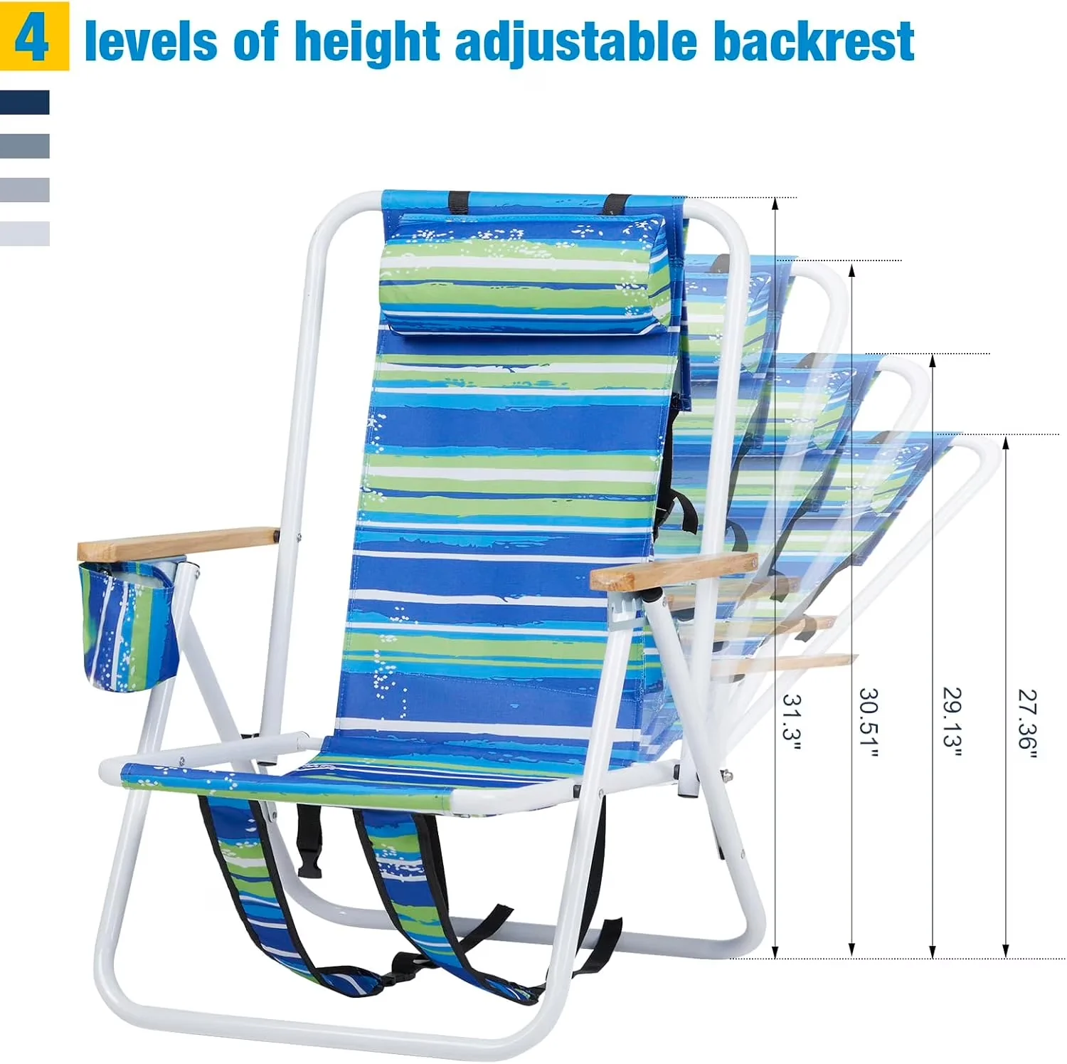 Beach Chair Efficient - Blue for Camping, Travel Folding - Essential Collection Model EFD5BB