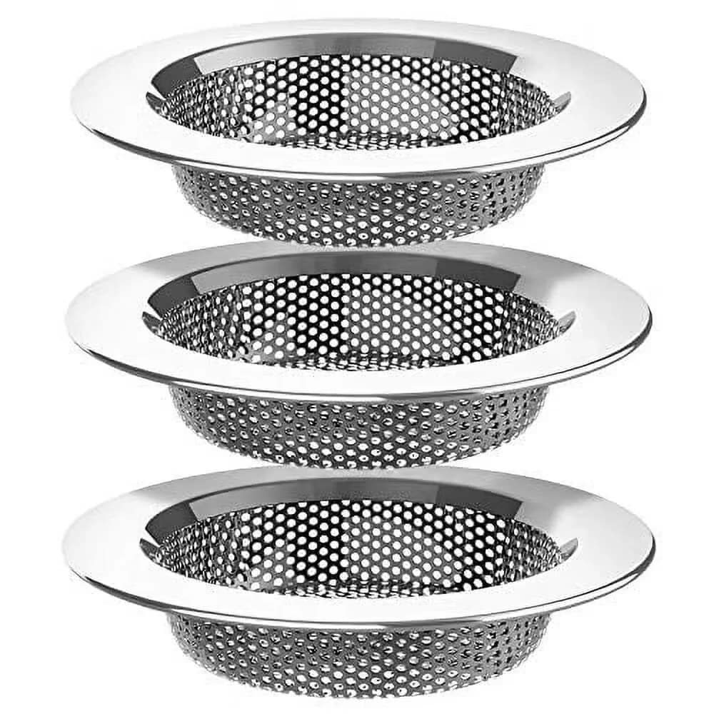 Classic Bathroom Renovation with Pack of 3, Dishwasher Safe, Stainless Steel Sink Drain Strainer - Silver Stainless Steel Model 323948
