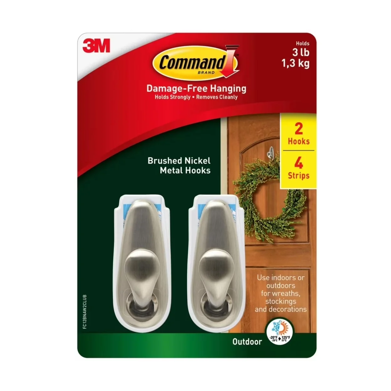 Damage-Free Hanging Professional with Easy Installation, Damage-Free Hanging - Brushed Nickel, Metal Multicolor Model 09F7DF