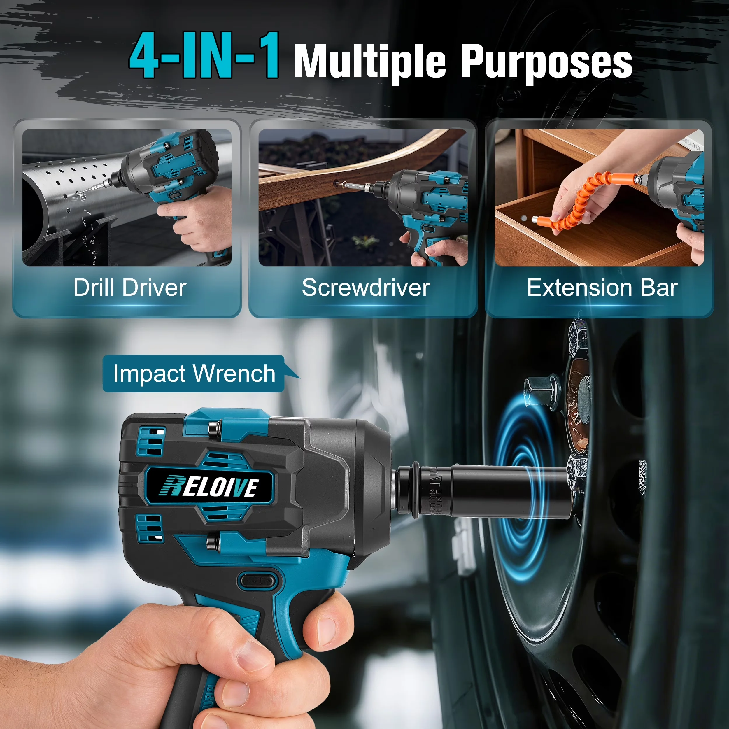 Premium Air Tools Compressor with Battery, Brushless Motor, 【DUAL HIGH-CAPACITY BATTERIES】 for Car, Home - Model 07653F