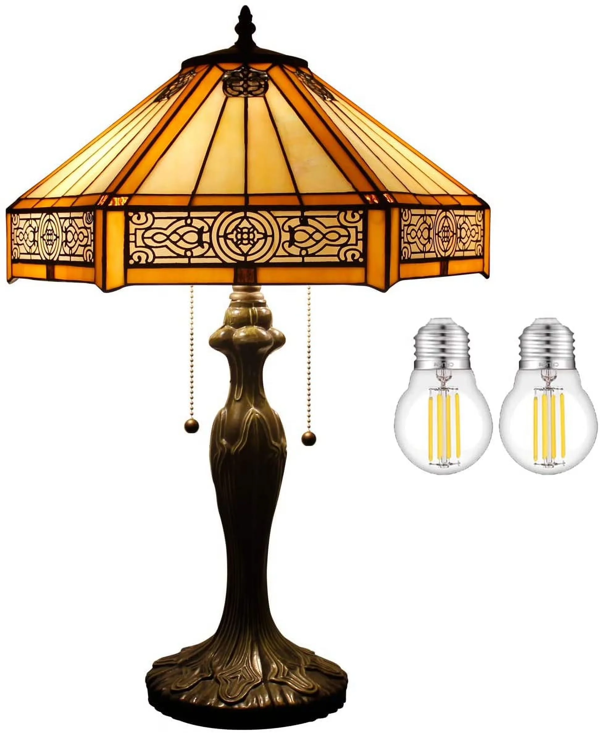 Premium Lamp with LED, Bedside Lamps, Tiffany Table - Yellow, Multicolor Glass Model 6F0A2B