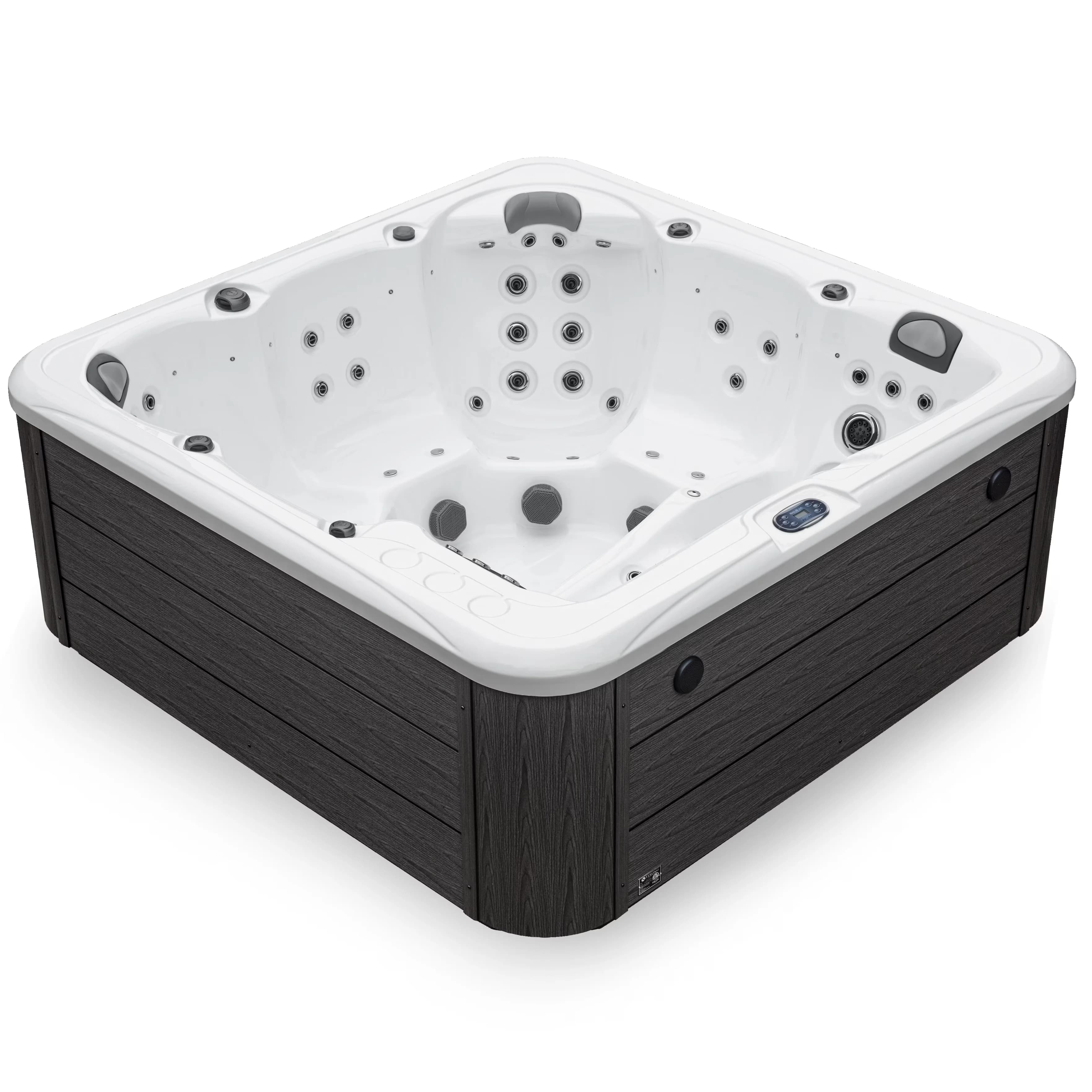 Essential Hot Tub with Uv Resistant, Scenic 6 Person 120-Port Lounger Spa - Gray Model B175D8