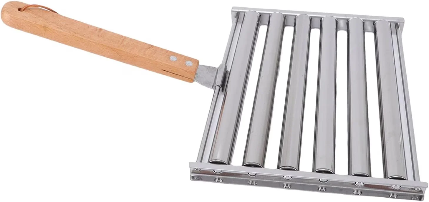 Stylish Combo Grill with Stainless Steel BBQ Sausage Rack, Hot Dog Roller for Camping - Model 96B4C5