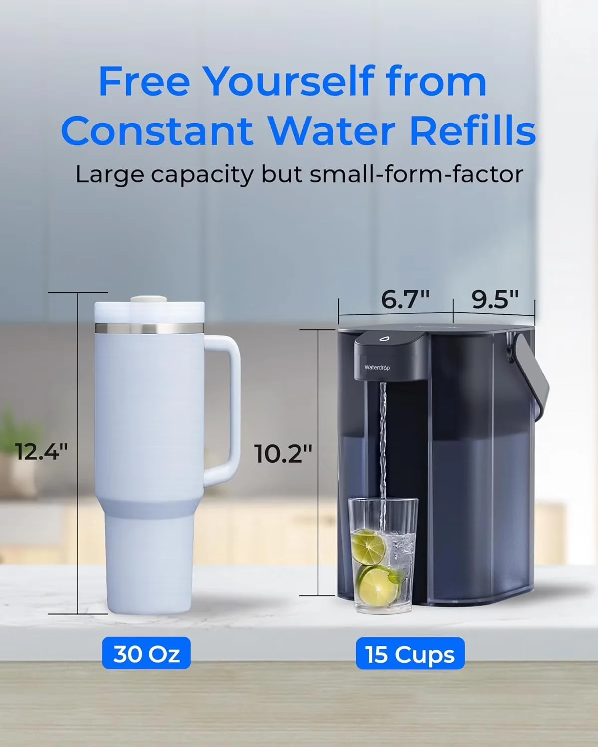 Water Filtration Versatile with Automatic Shut Off, Lead, 2 Filter - Plastic Blue Model FB212A