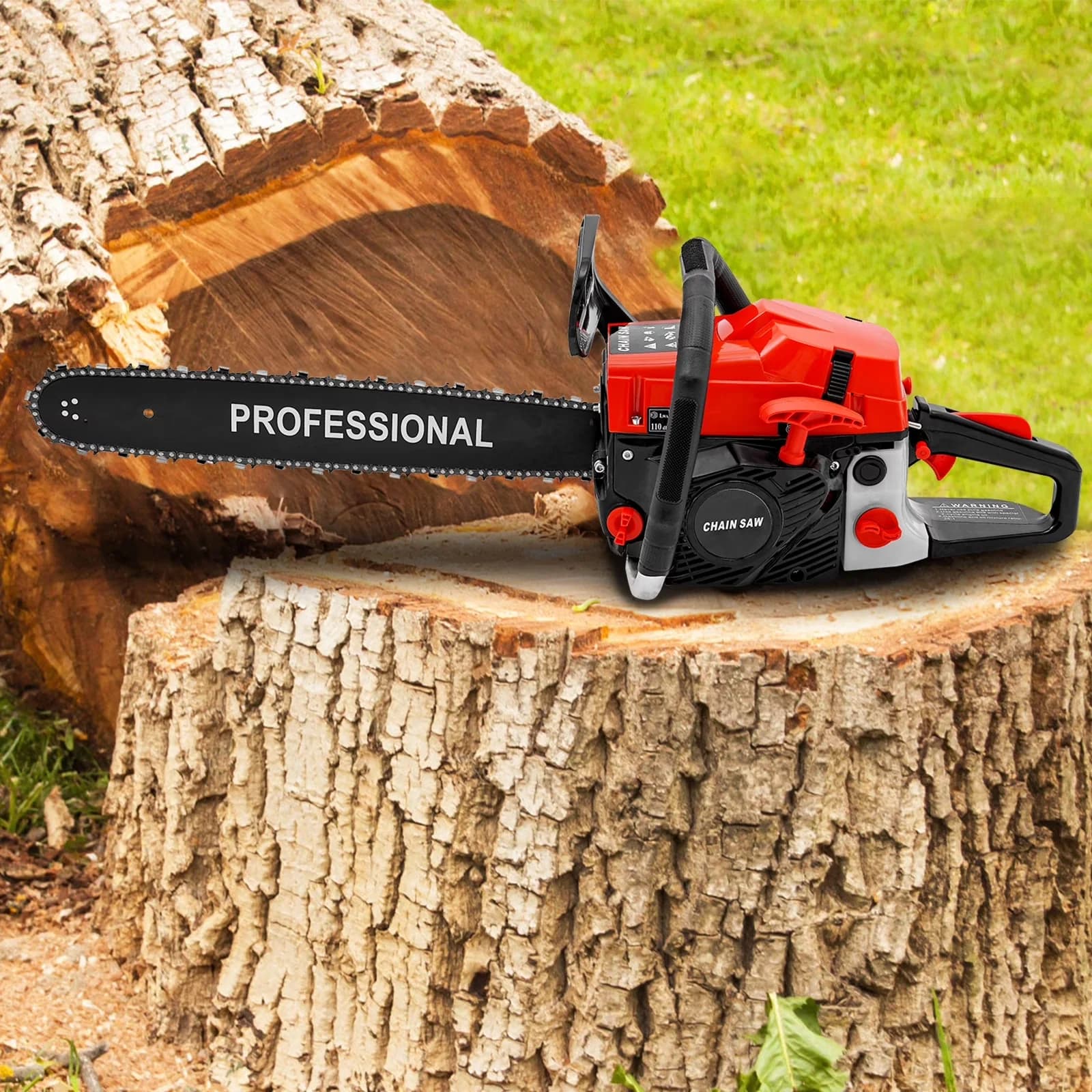 Classic Chainsaw with Chain Brake, 2.6KW Power Engine - Red - Residential Grade Model 661792