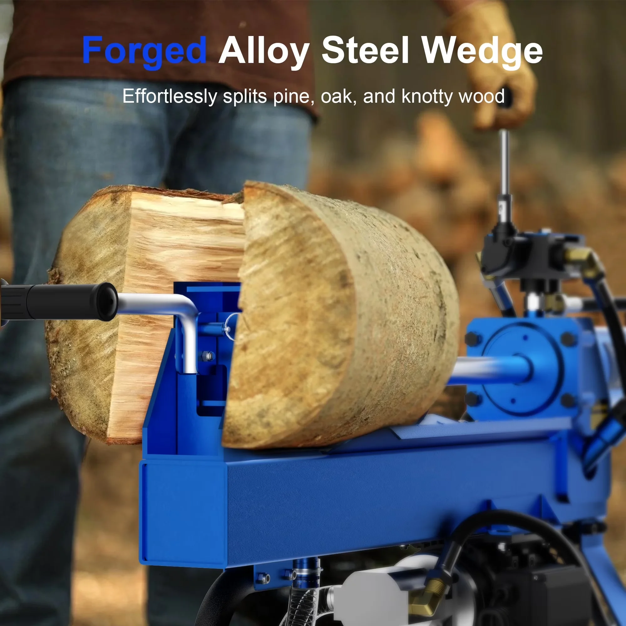 Logsplitter Compact with 1600W, Wheeled, Portable 16 Ton Electric Log Splitter - Blue Model AAE579