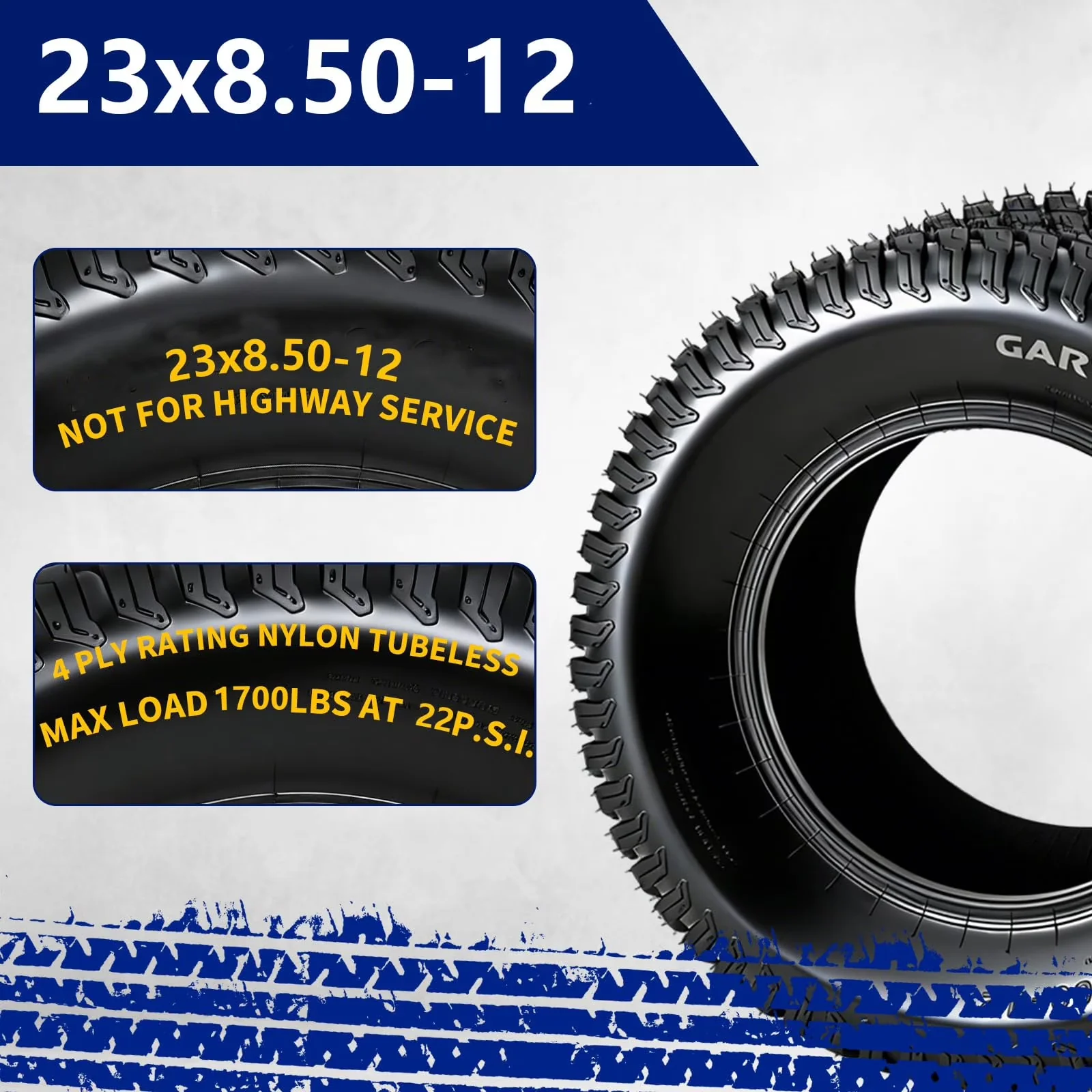 Efficient Golf Cart Tire with Dot Approved, Puncture Resistant, Heavy-Duty - Model 5EB8E6
