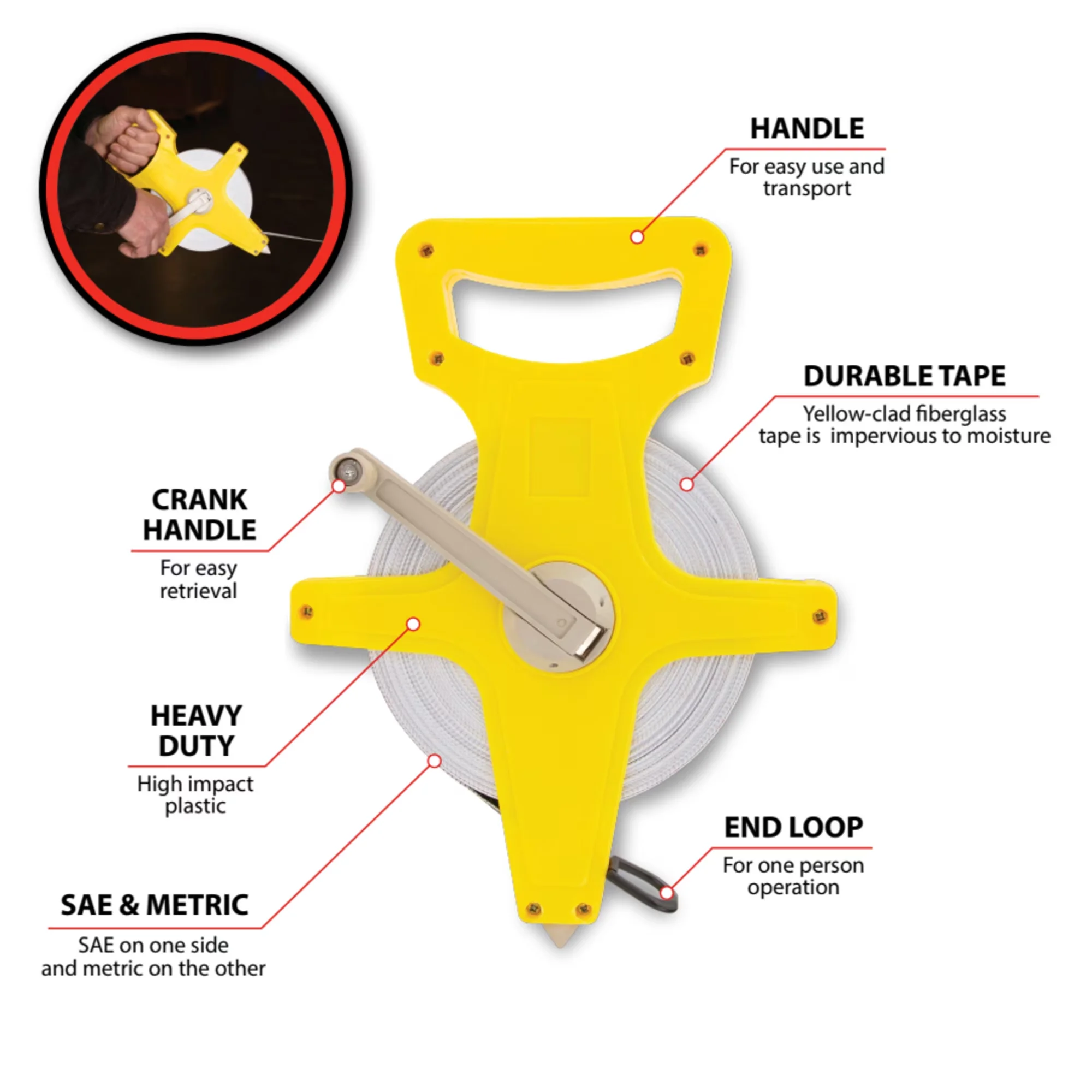 Measuring Layout Compact with Heavy Duty, Yellow - Fiberglass Multicolor Model 8E2CC0