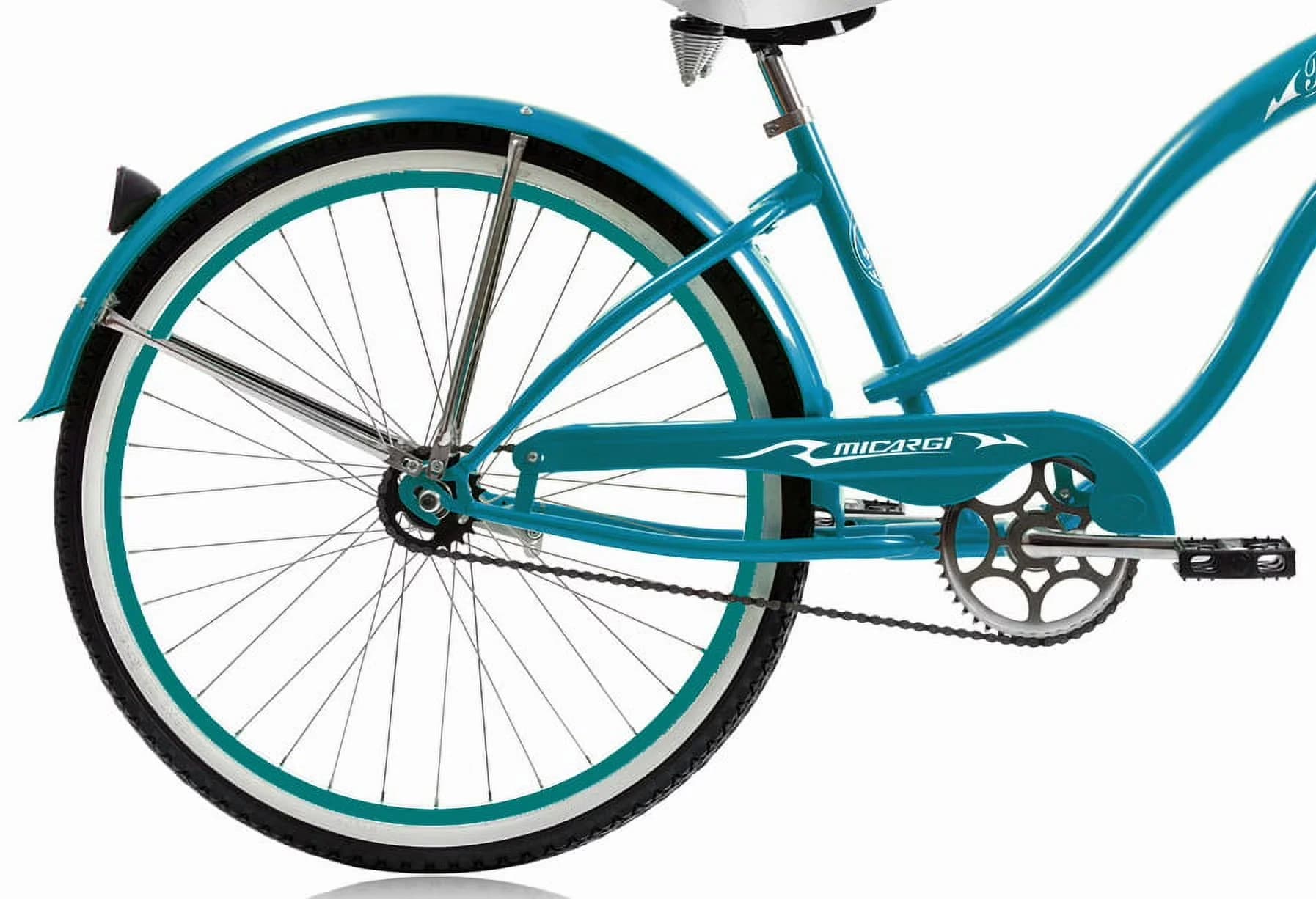 Versatile Cruiser Bike with Adjustable Seat Height, Turquoise - Silver Model 61EEF5