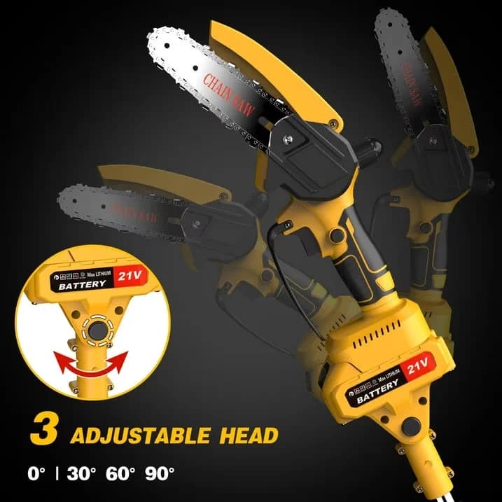 Pole Saw Premium with Battery, Chain Brake, 8-Inch Electric - Yellow 2 x 3 Model D9E689