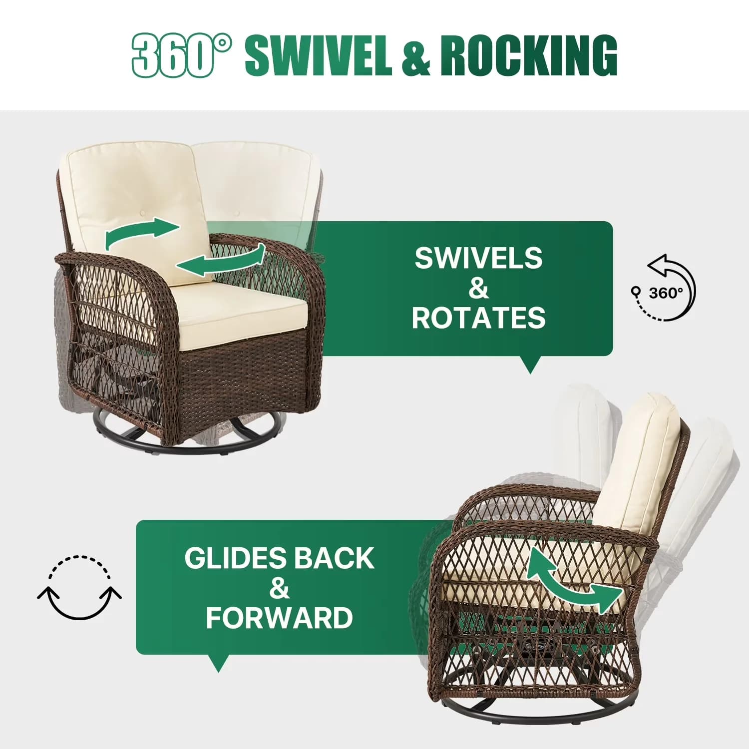 Patio Conversation Set Essential with Weatherproof, Coffee Table and White Cushions - Rattan, Glass, Sponge, Steel, And Polyester White Model 02F8C6