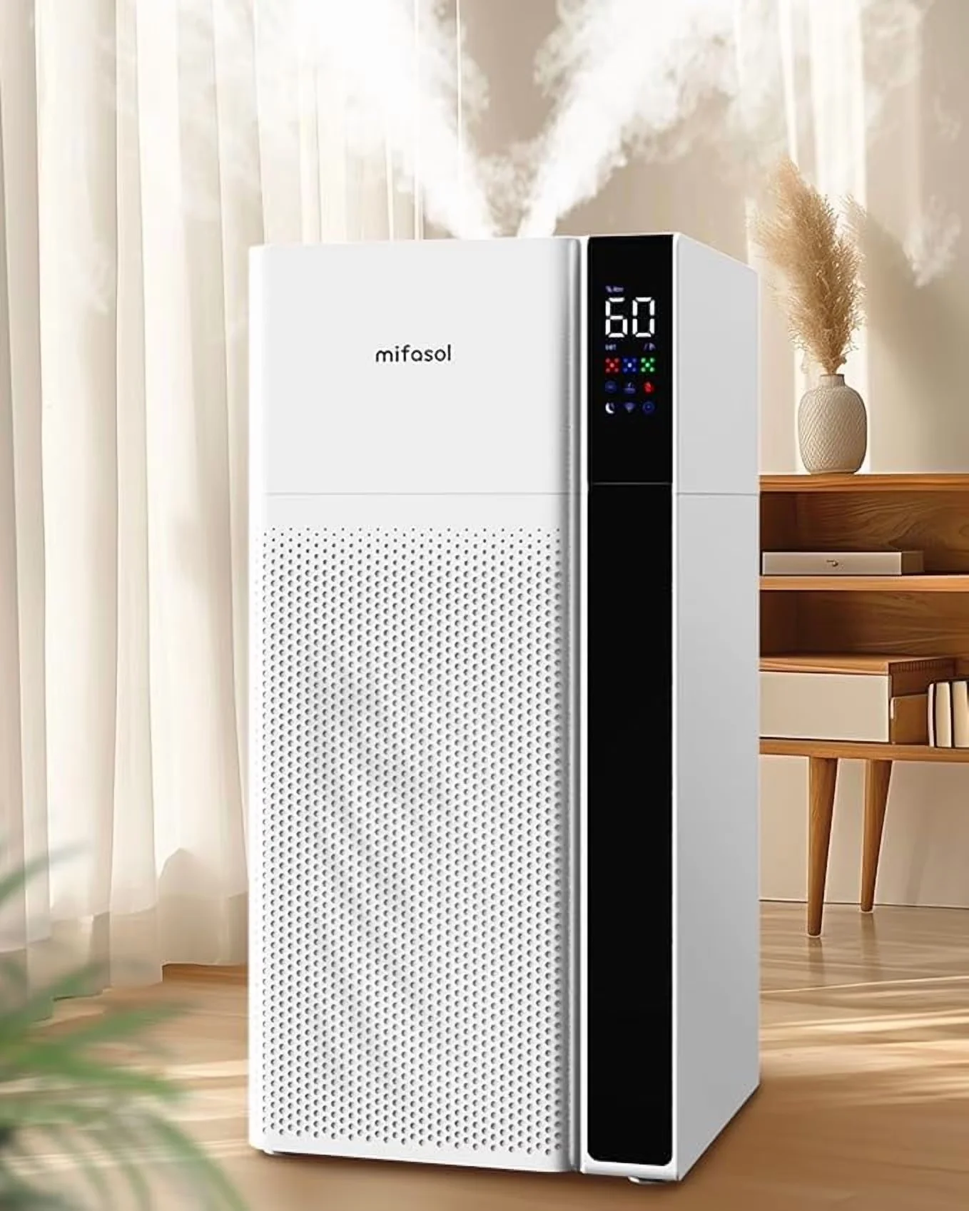 Humidifier Compact with Remote Controlled, Empty Tank Indicator, Automatic Moisture Control - White Model 1122C5