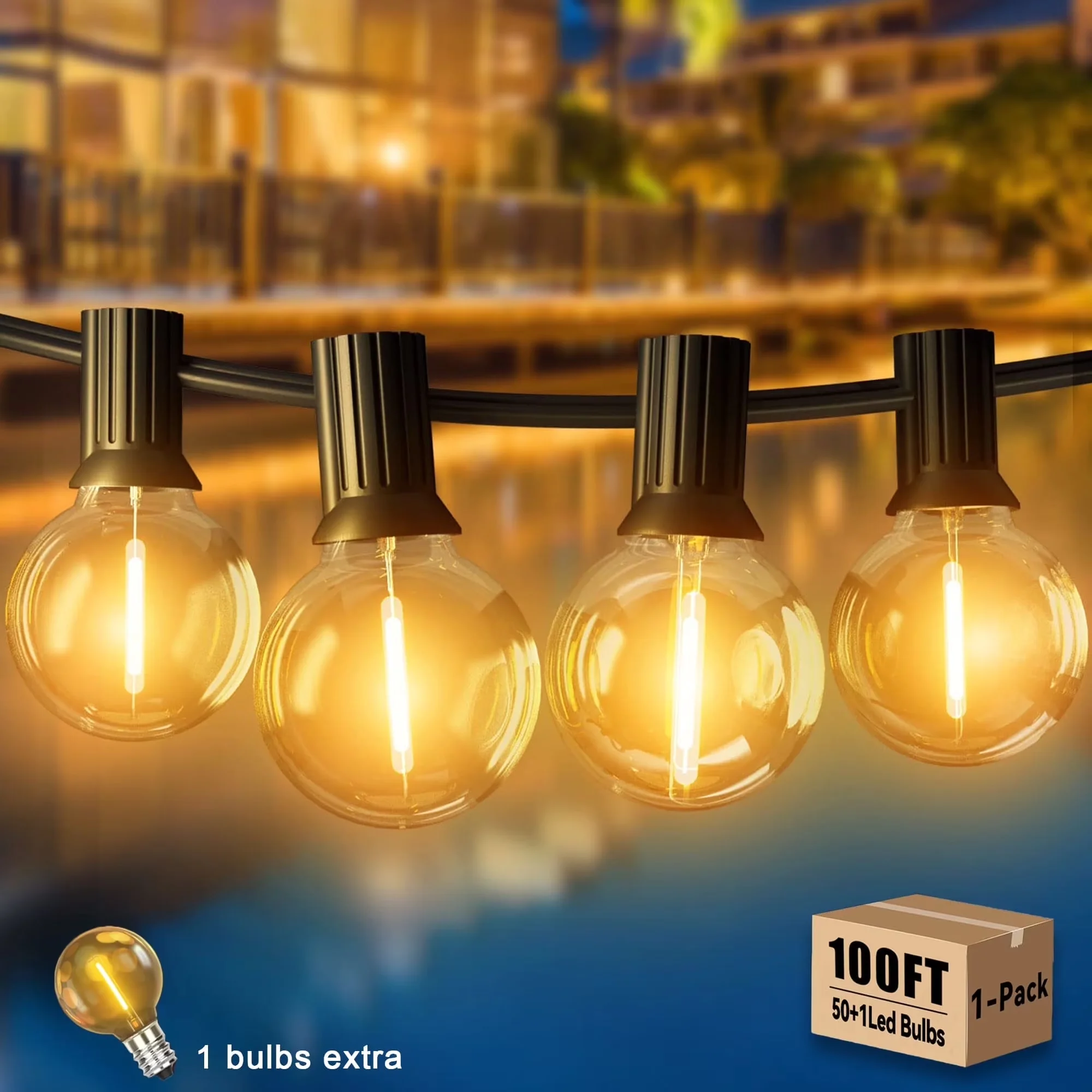 Stylish Led Lighting with LED, Waterproof, Waterproof 100FT Outdoor String Lights - Yellow Model EB2EC2