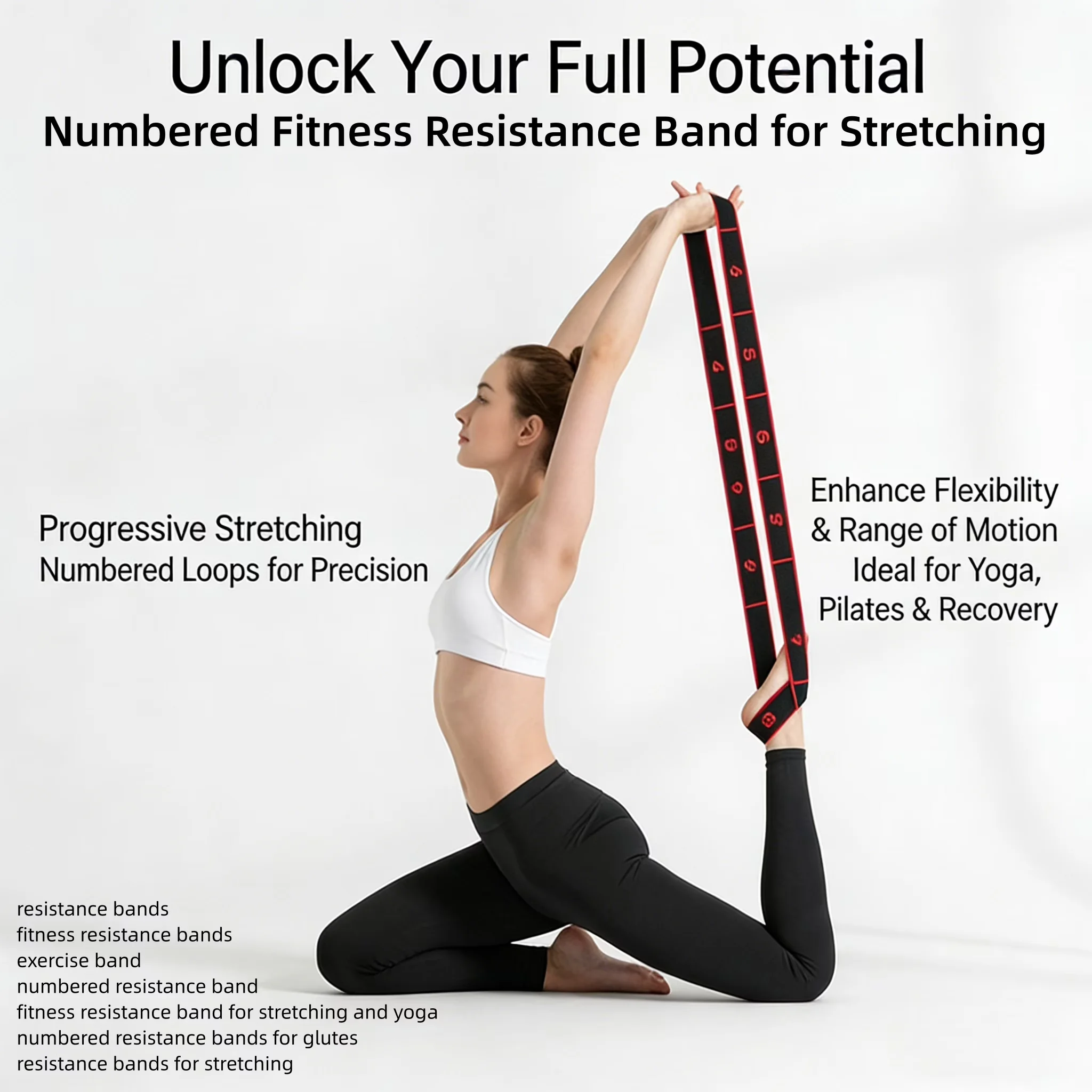 Home Gym Versatile with Numbered Fitness Resistance Band - Red Tpe - Compact and Portable Model 815B87