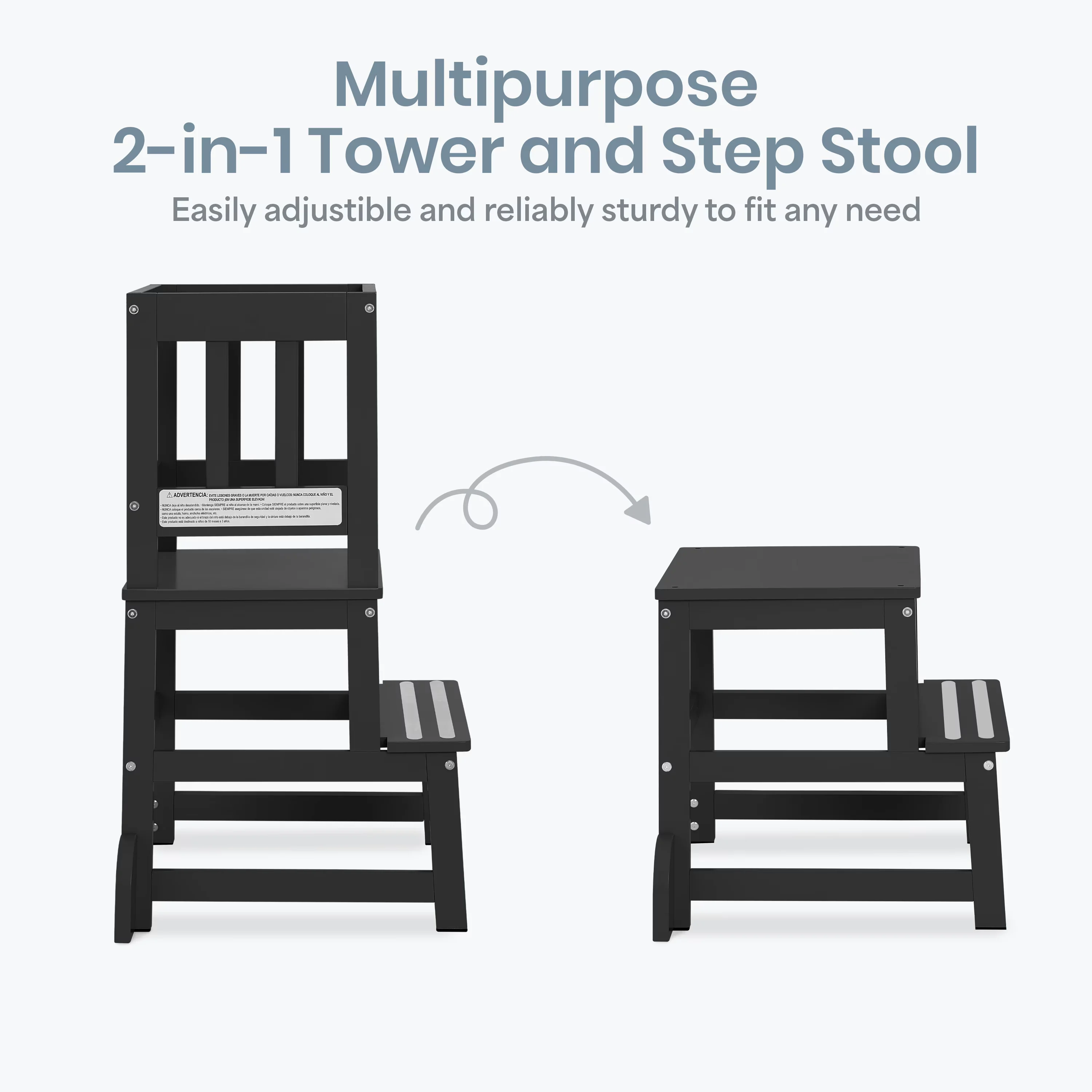 Ladders And Step Stool Essential with Black, It is portable, and is easy to assemble. - Pinewood Black Model B78ABD