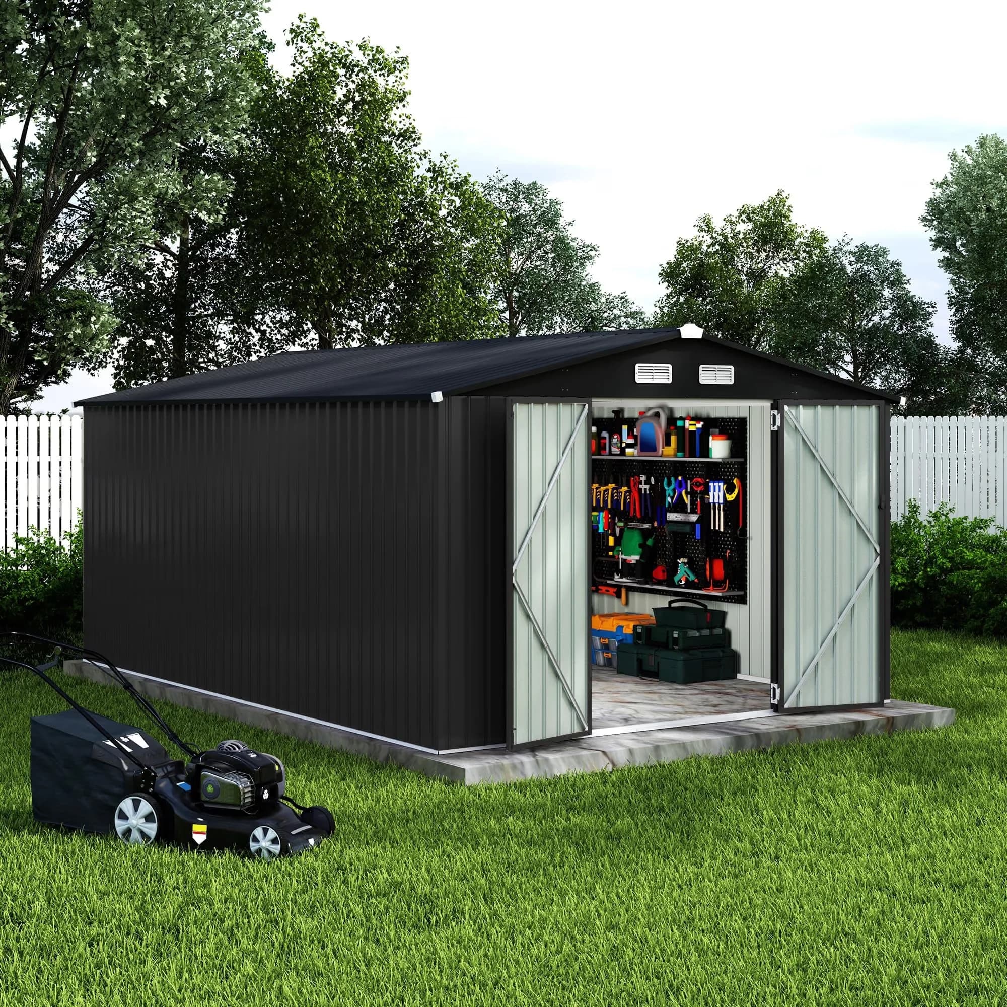 Sleek Shed with Lockable Door, Lockable Door & Air Vents - 1 Dark Gray for Patio Model 8C5C68
