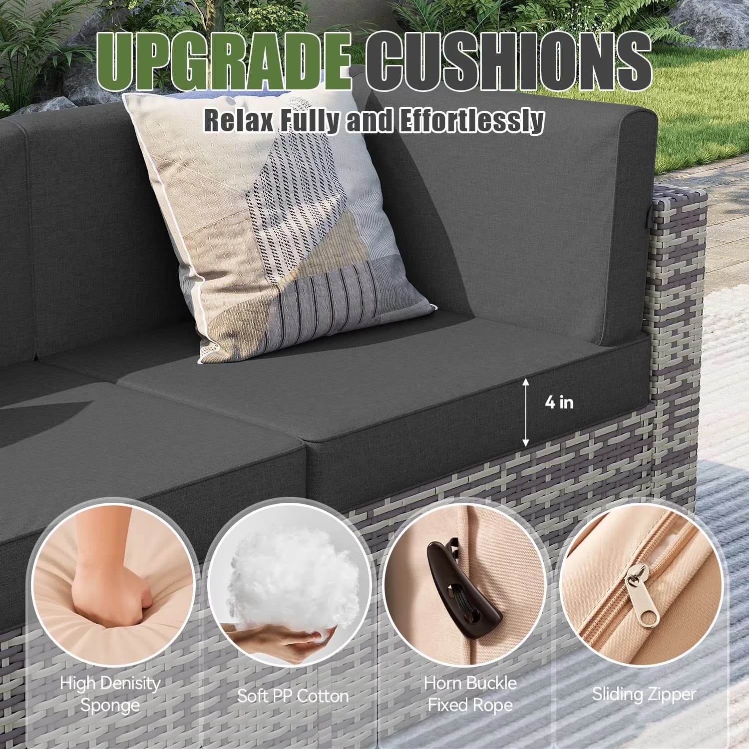 Outdoor Sofas Sectional Versatile with Fade Resistant, Uv Resistant - Gray Wicker, Rattan Model 1FA66F