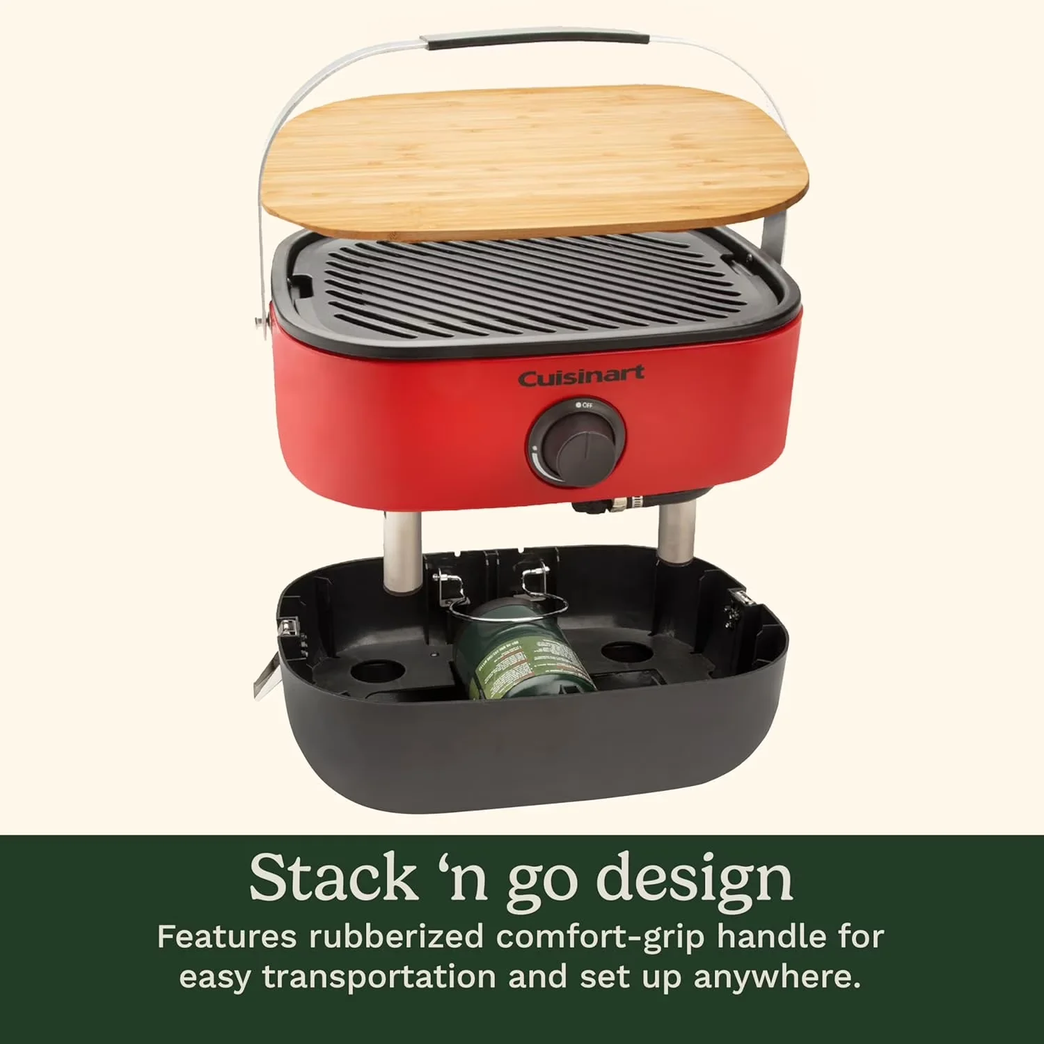 Quality Flat Top Grill with 9000 BTU, Portable - Porcelain Enameled Cast Iron Red Model 0F7ADE