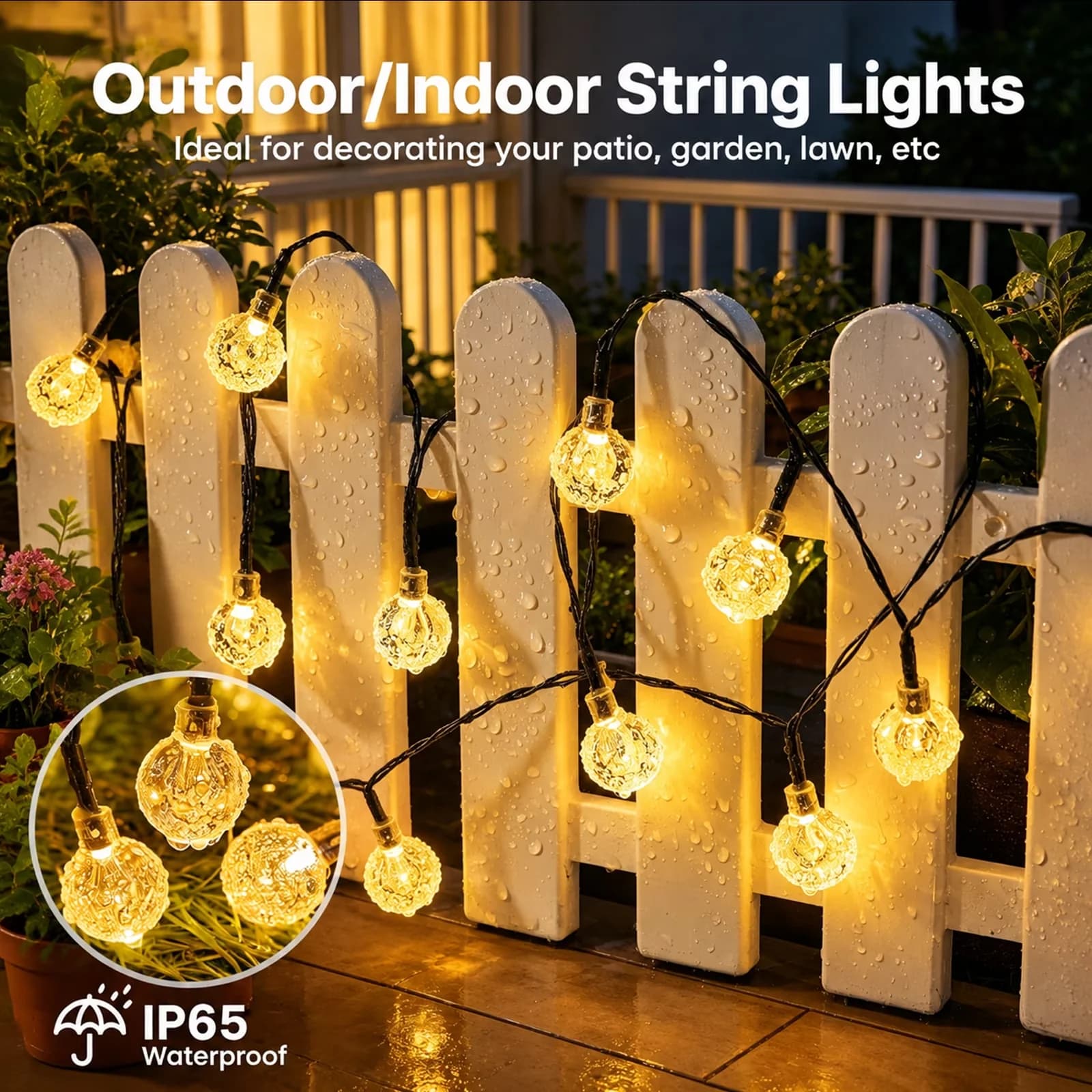 Durable Novelty Light with LED, Solar, Waterproof - White for Patio, Garden Model 0FF783
