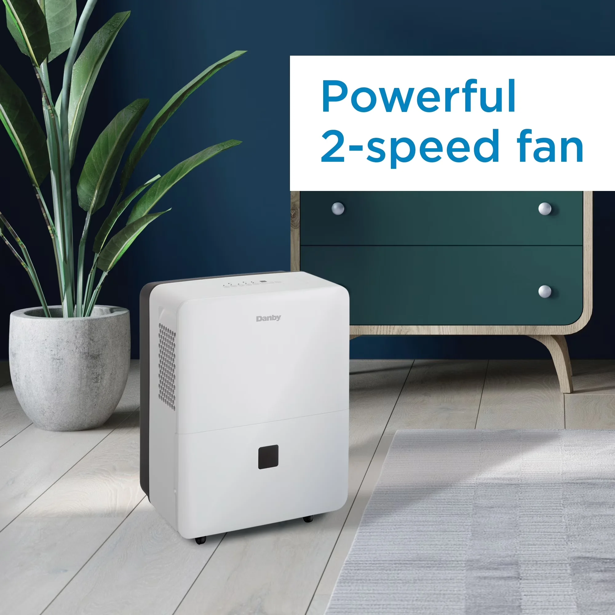 Efficient Dehumidifier with Energy Efficient, Energy Star® Certified, Powerful 2-speed fan - White for Rooms Model 40099D