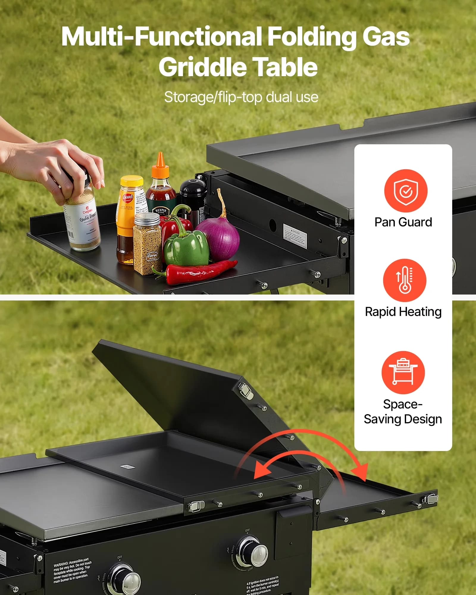Flat Top Grill Stylish with 30000 BTU, 2-Burner, Gas Griddle - Carbon Steel Model CB82AE