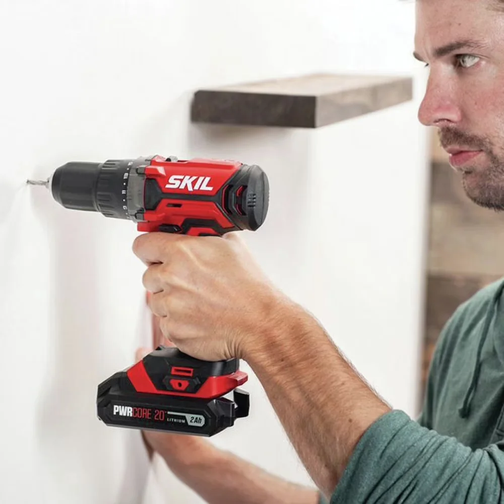 Compact Drills Driver with Battery, 20V, Brushless Motor - Red 1/2 in for Everyday Use Model CD0342
