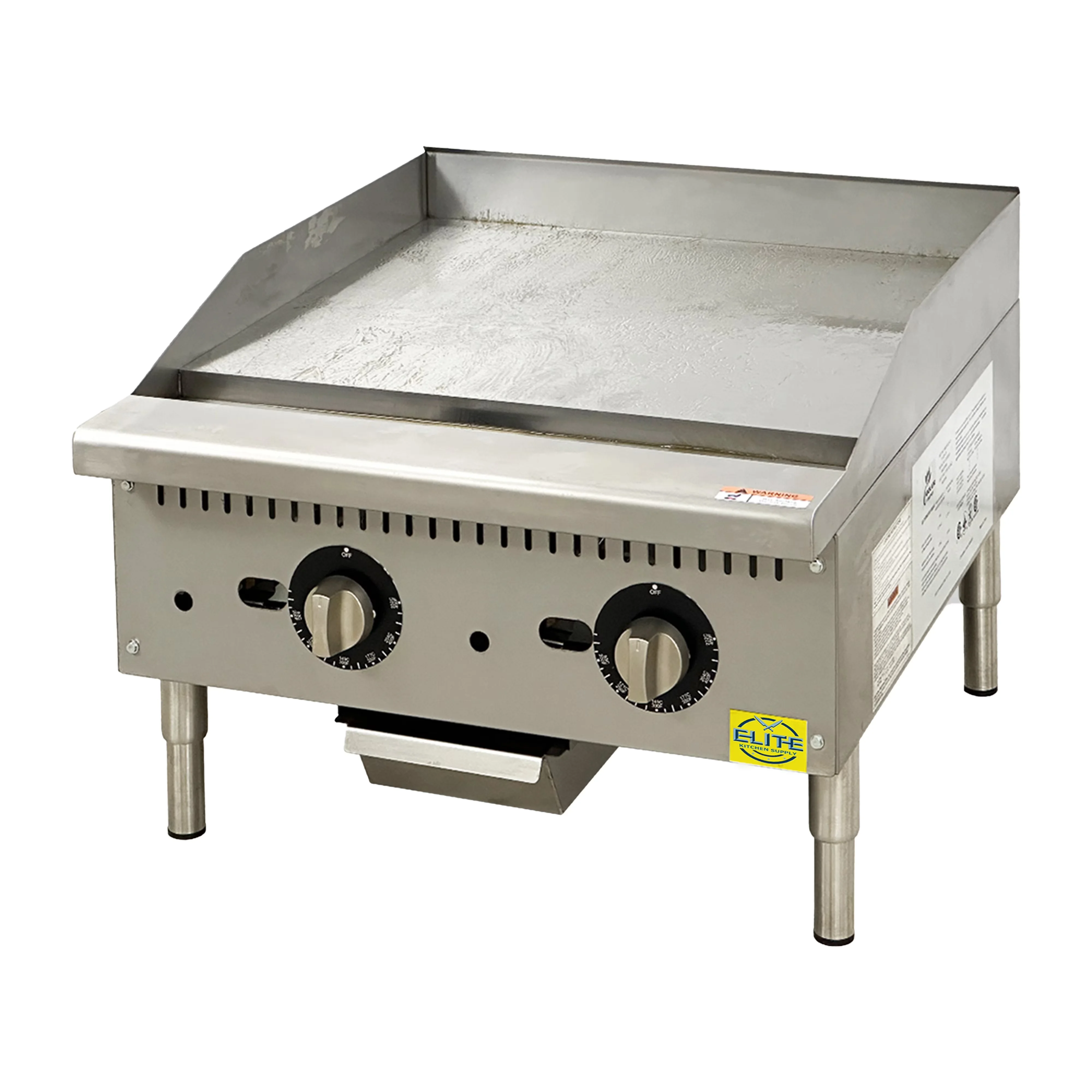 Quality Flat Top Grill with 60000 BTU, 22mm thickness polished griddle plate - Silver Stainless Steel Model AF1D9B