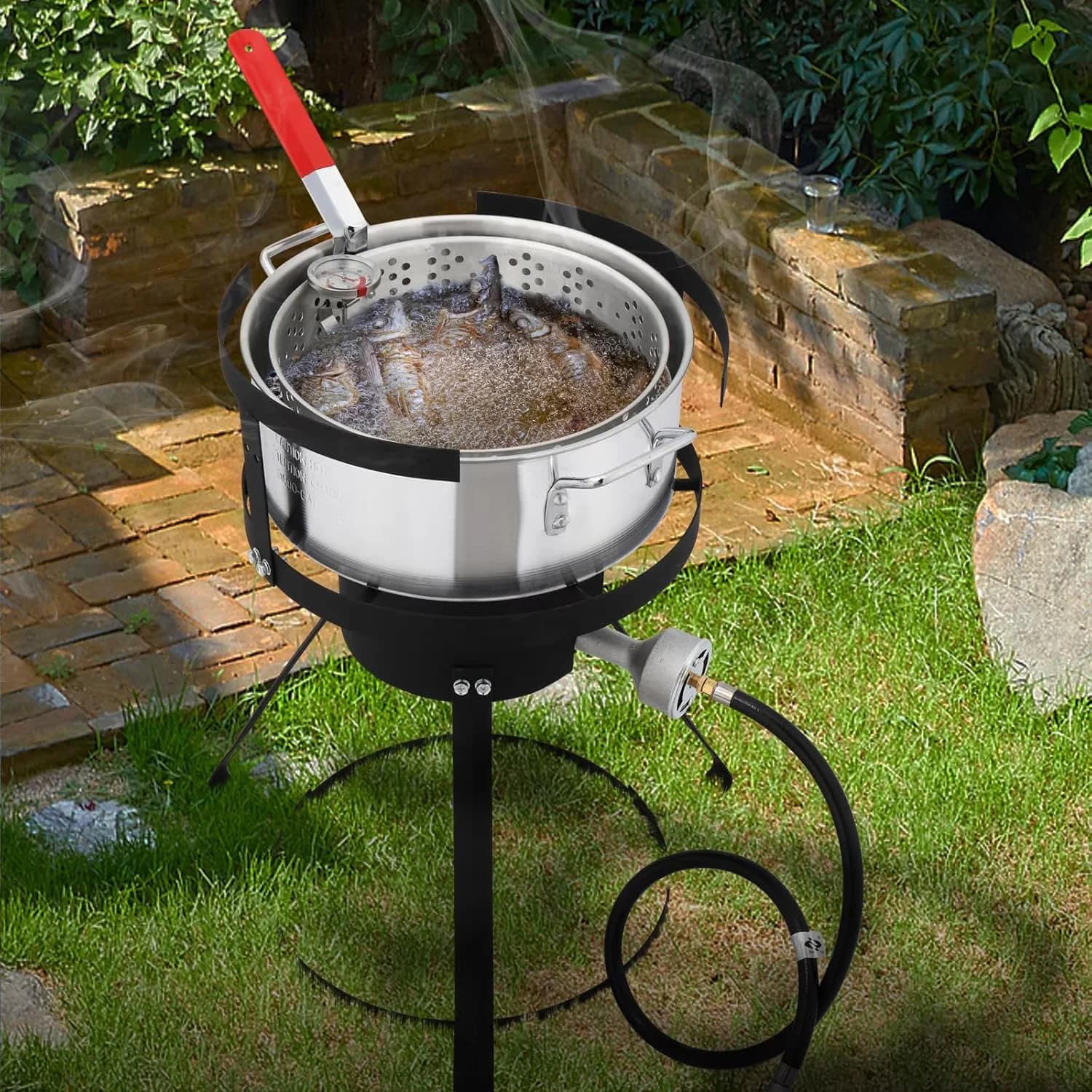 Innovative Outdoor Fryer with 55000 BTU, Adjustable Regulator - Aluminum, Cast Iron Model 70BDDF