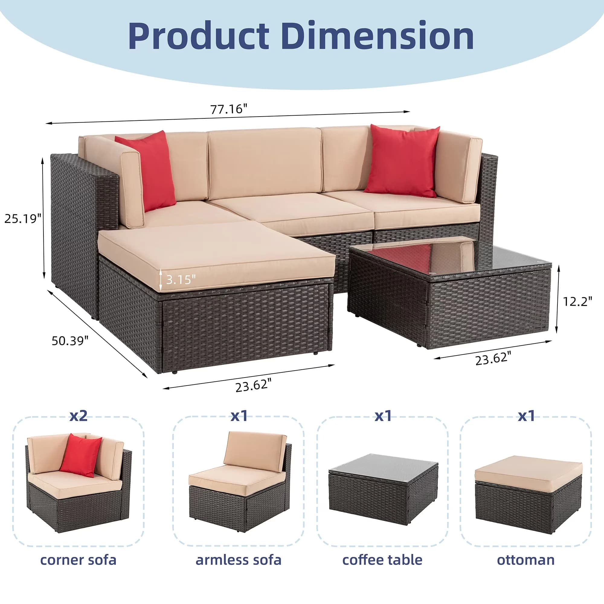 Outdoor Sofas Sectional Quality with French Country, Khaki, Furniture Set - Beige Model F73E43