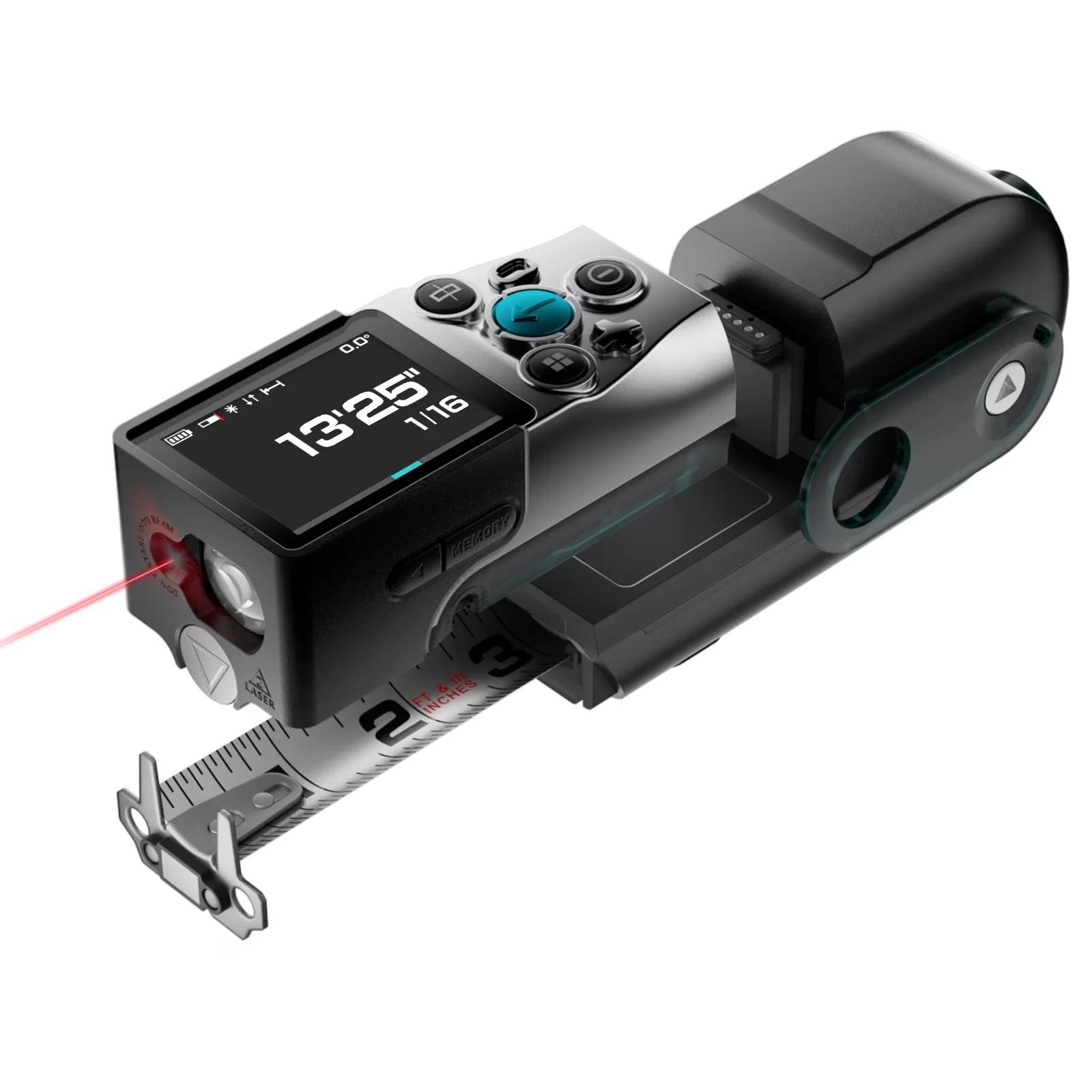 Classic Measuring Layout with Accurate Measurement, Laser, Digital Tape Measure - Abs Black Model AAF1BD