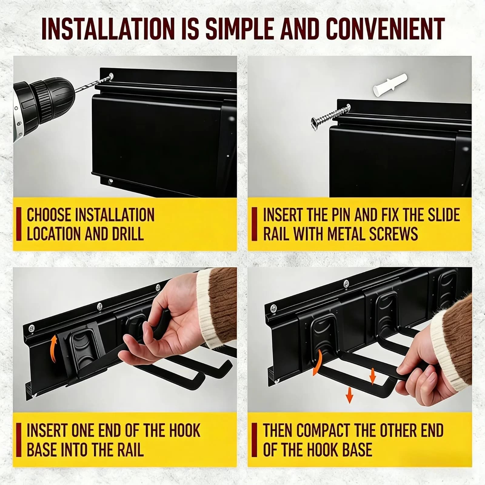 Efficient Toolstorage with Adjustable, Flexible, Wall Mounted Tool Holder - Iron for Garage, Garden Model 315838