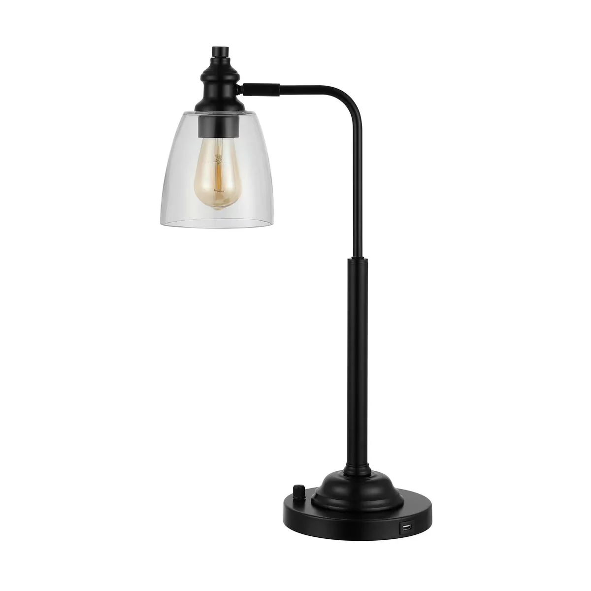 Versatile Table Lamp with LED, Mid-Century, Rino 23 in. Mid-Century Iron - Black Metal Model EDA8AF
