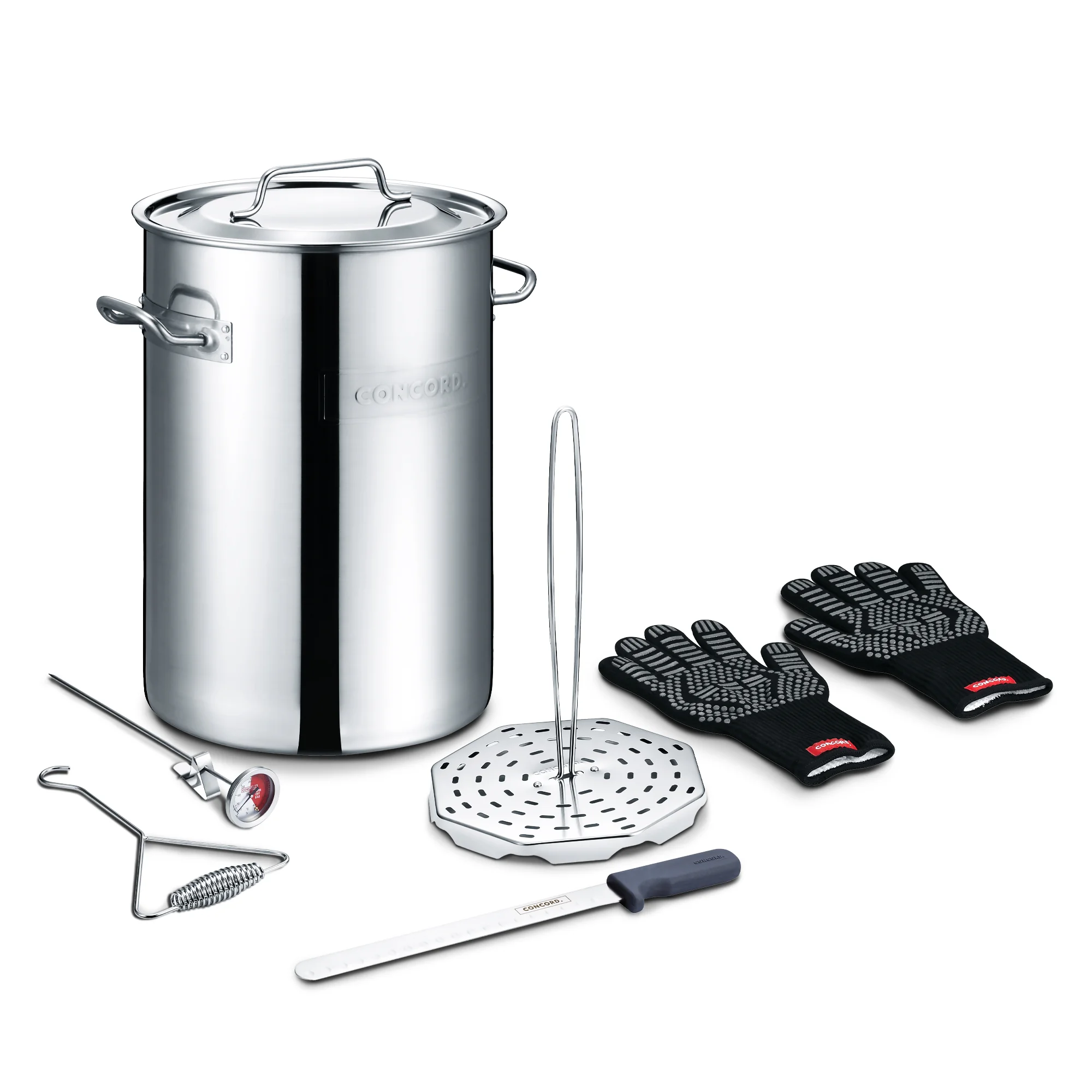 Outdoor Fryer Quality with Hook, Heavy Duty Stainless Steel Turkey Kit - Silver Stainless Steel Model 8EEF7F