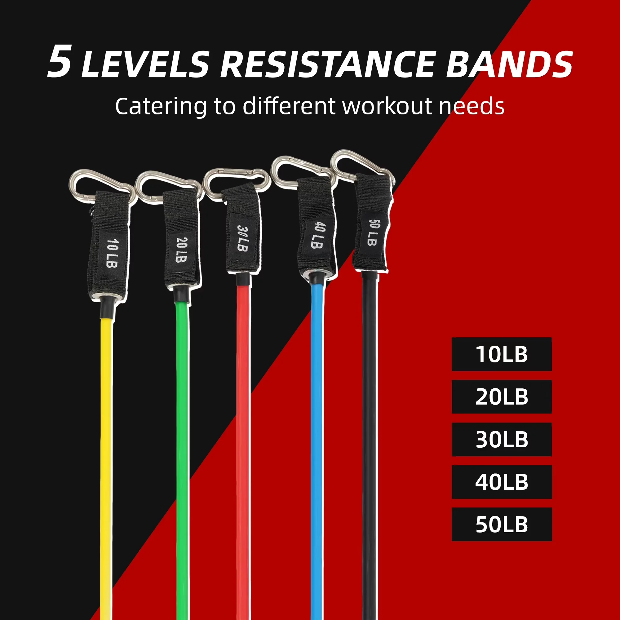 Home Gym Versatile with Adjustable Straps, Handles, Resistance Bands Set - Latex Model CE31D1