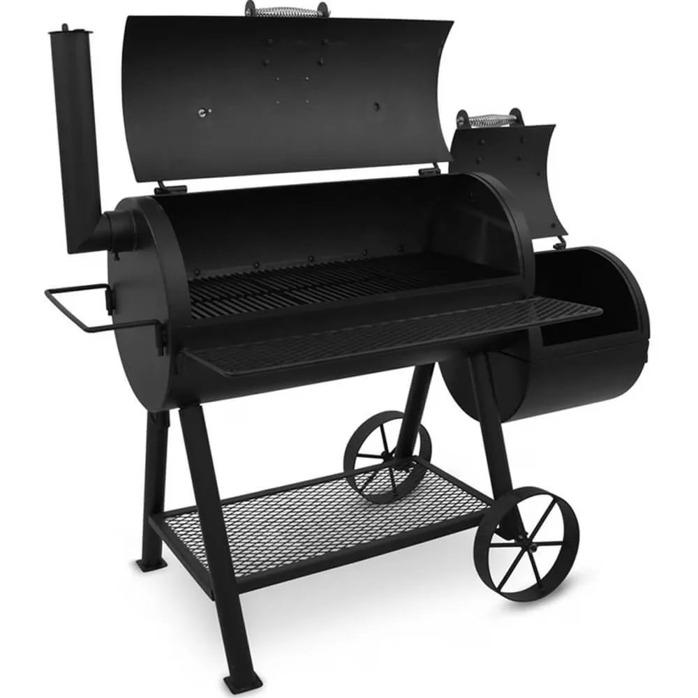 Classic Charcoal Grill with Heat Thermometer, Storage Rack - Heavy Duty Steel Model 7D4F29