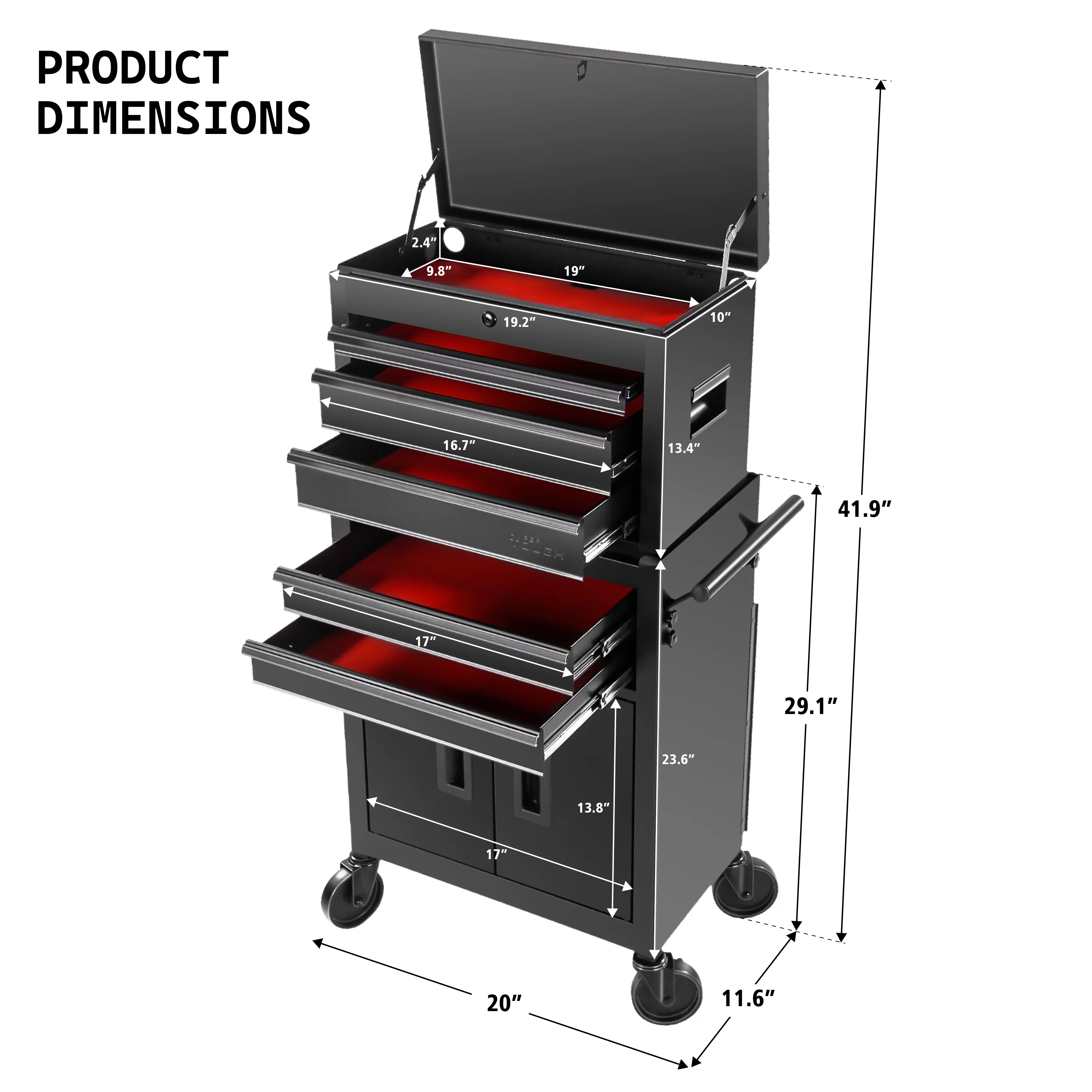 Toolstorage Innovative with Lockable, Heavy-Duty, Ball-Bearing Slides - Metal Black Model B6702F