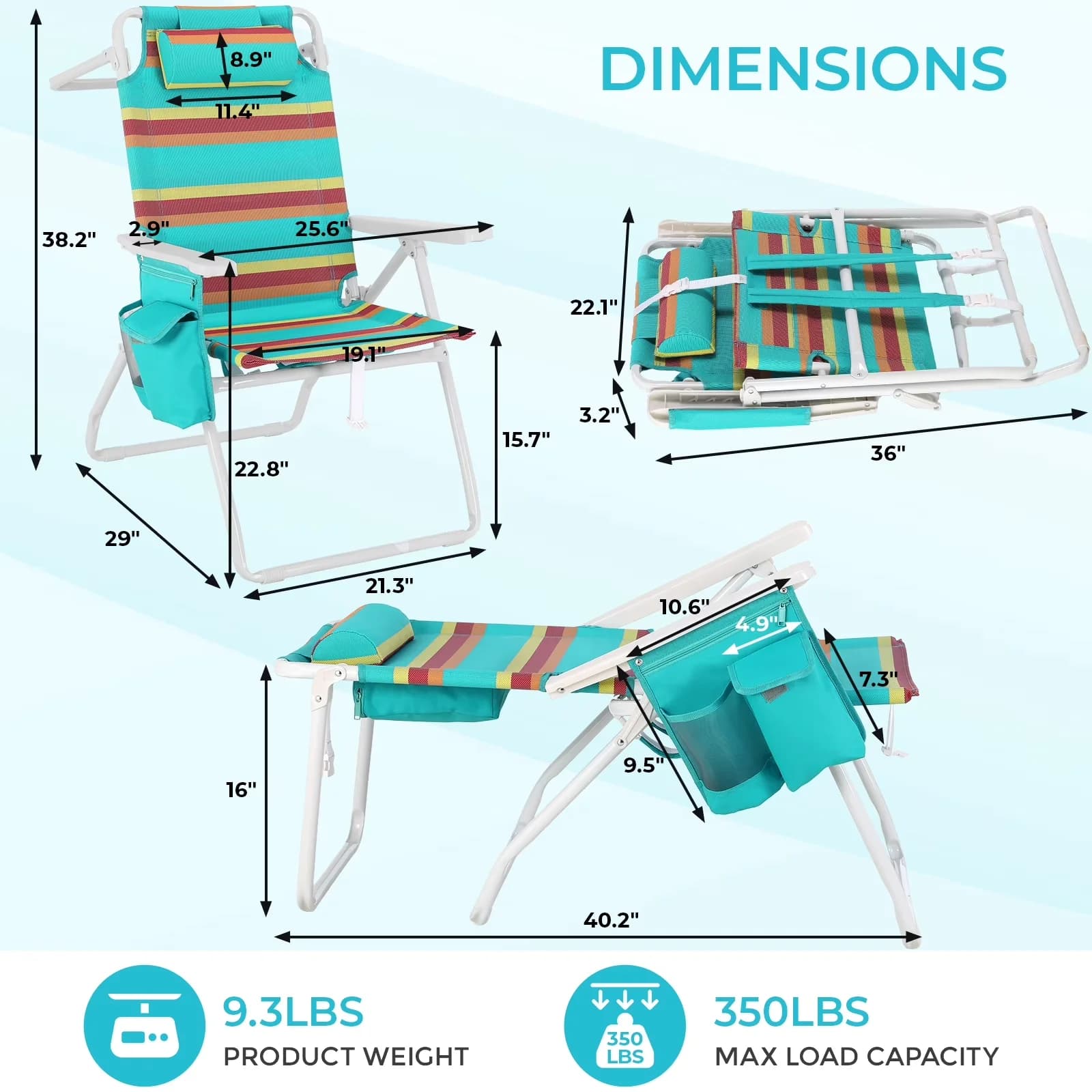 Reliable Beach Chair with Folding, Storage Bag, Height 17" Tall Chairs Set of 2 - Orange Model 545969