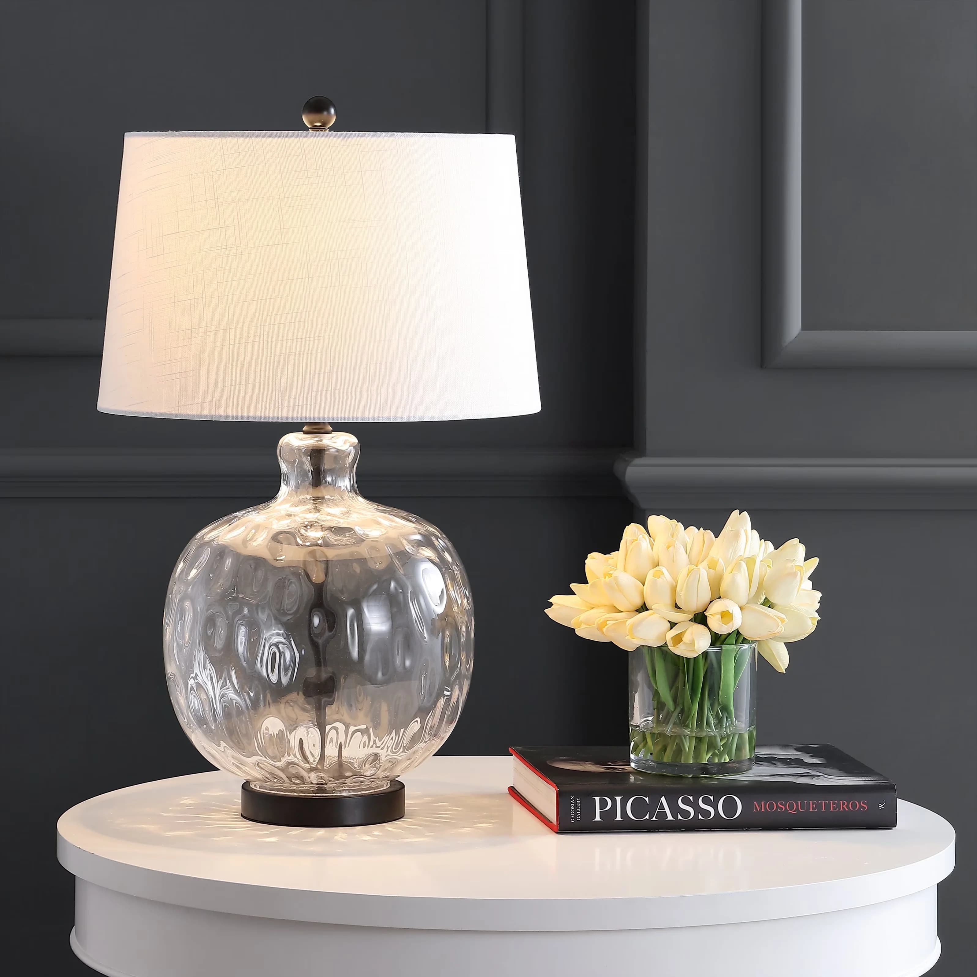 Durable Table Lamp with LED, Cottage, Rae 26.5" Glass/Metal LED - Clear Metal Model B1945B