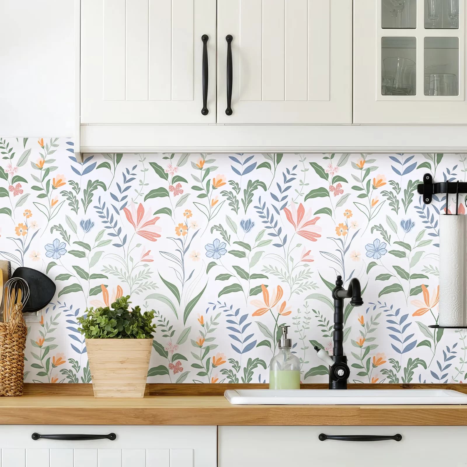 Wallpaper Modern with Easy To Clean, 17.72" x 118", Size: 17.72 *118in, covers 14.52 sq.ft. - Pvc Green Model 8AA92A