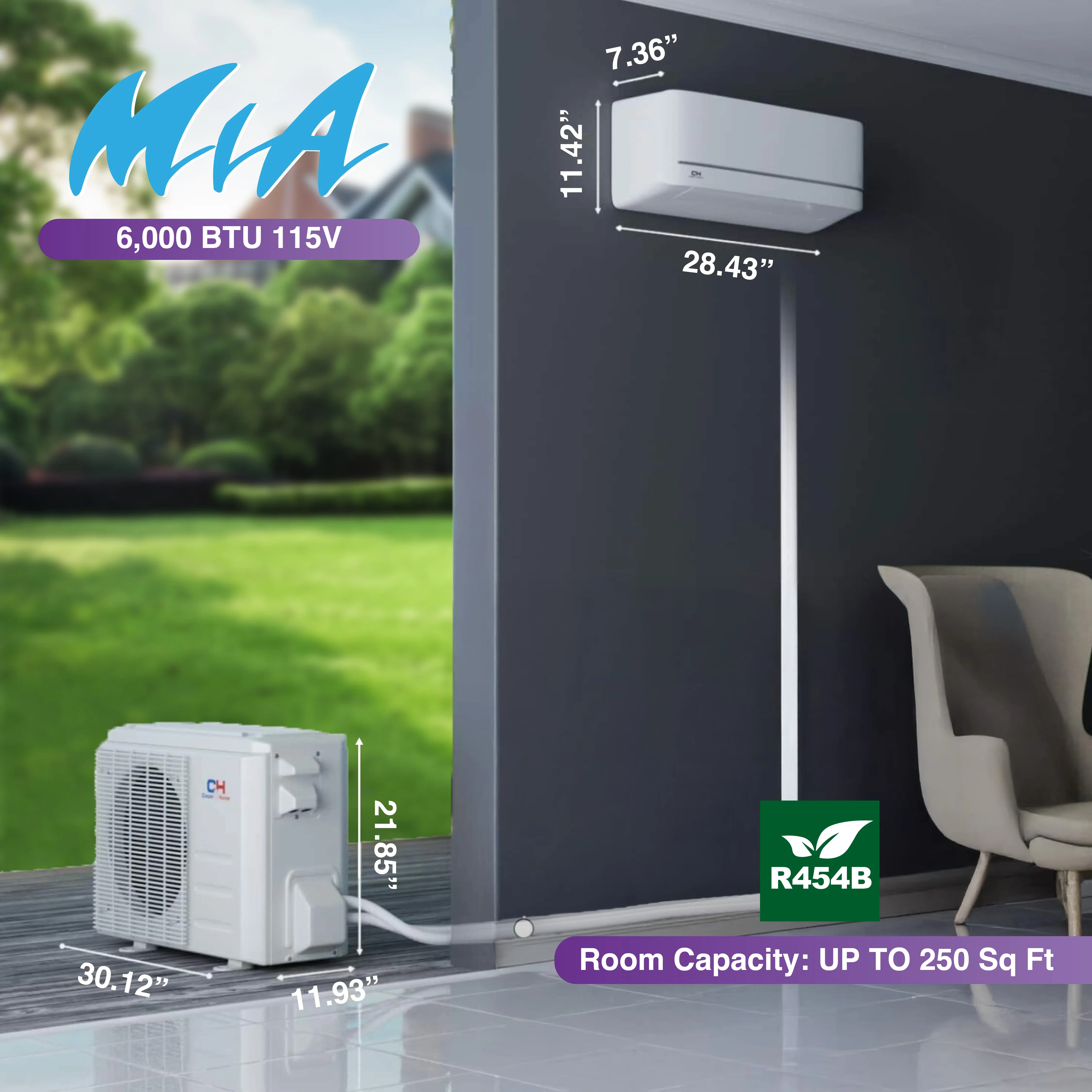 Stylish Air Conditioner with 6000 BTU, 115V - 6000 Btu 115V - Sleek Profile Model C43530