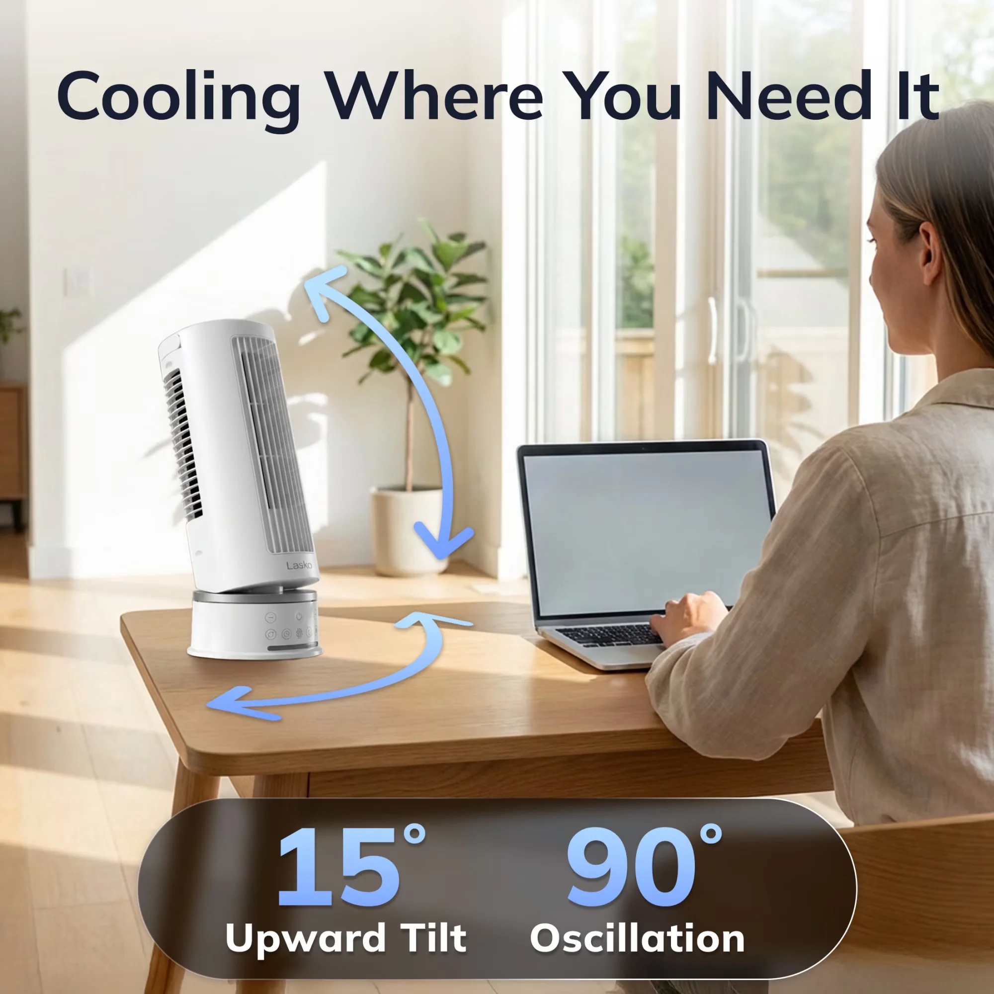 Fans In Cooling Stylish with Oscillating, Timer, Tilt Mechanism - White for Bedroom Model 6B7002
