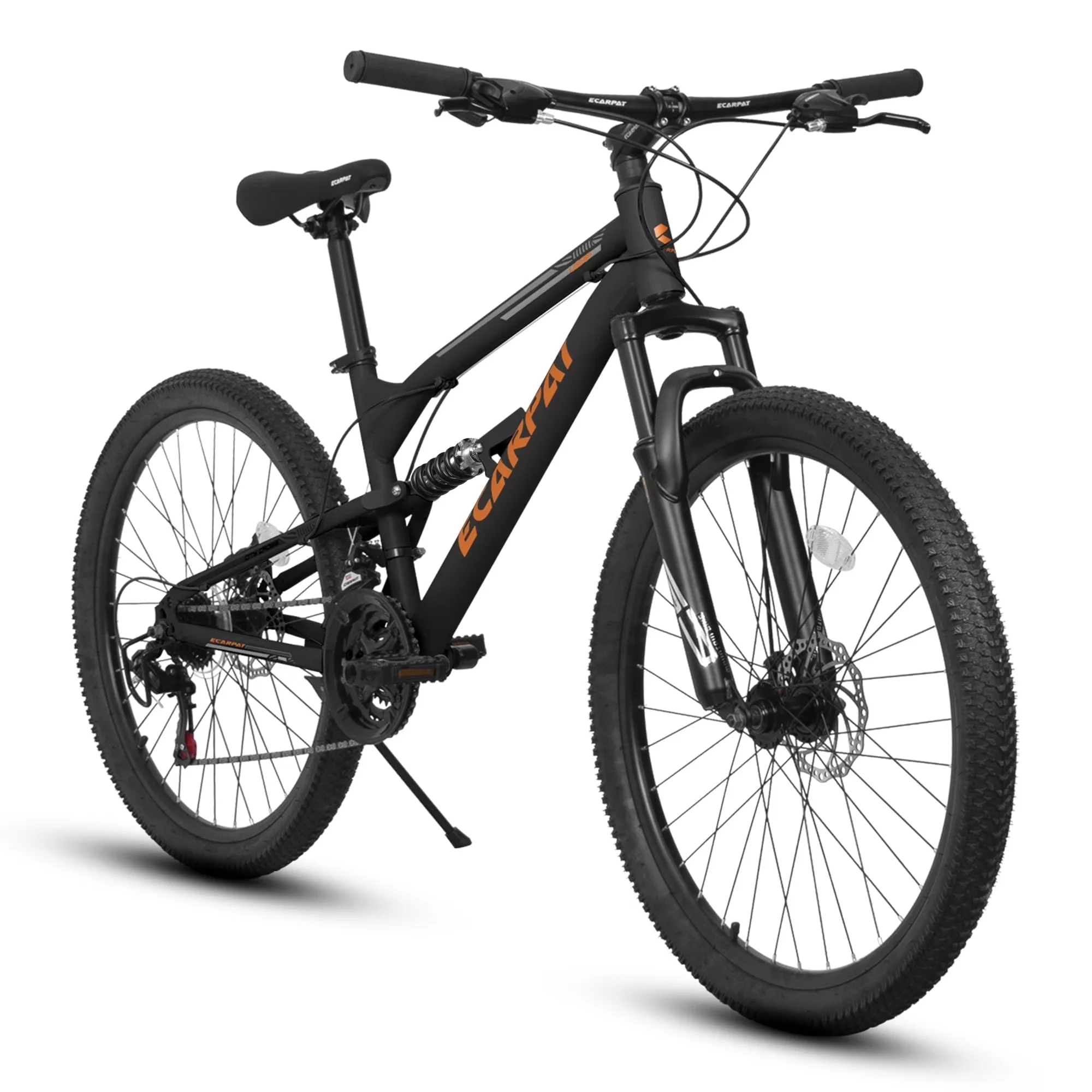 Mountain Bike Compact with Adjustable Seat Height, Mens Womens Trail Commuter City Bicycles - Orange Model 72EDCA