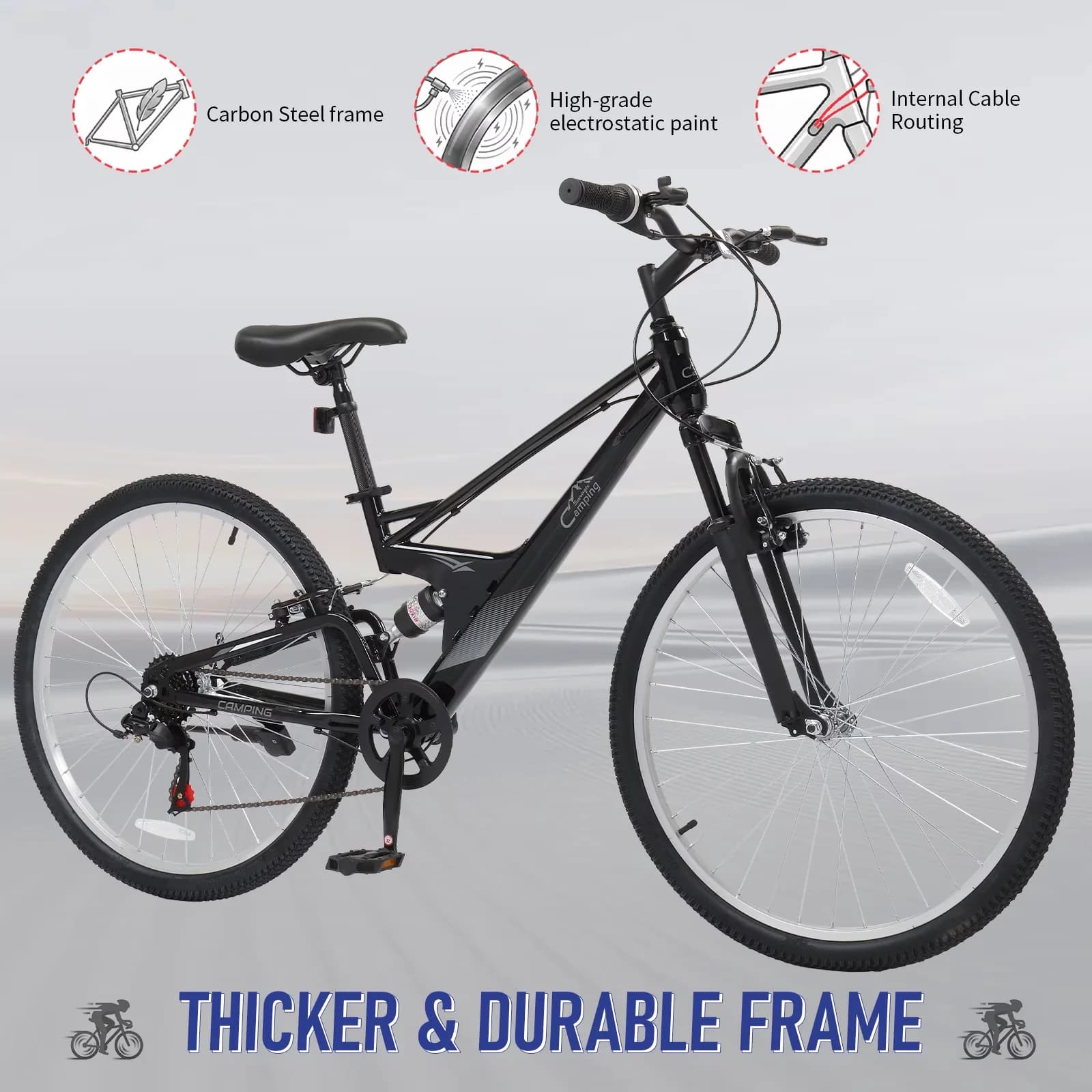 Quality Road Bike with Compact, Adjustable Speed, Adjustable Height - Black Model B0B28D