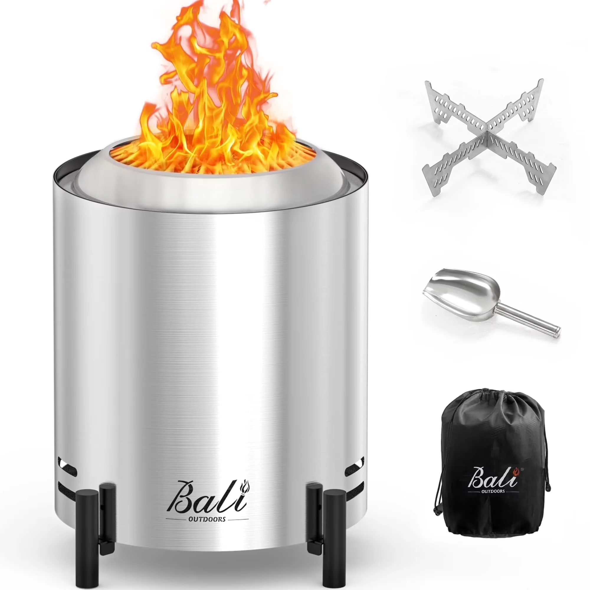 Versatile Outdoor Heating with Rust Resistant, Portable, Smokeless - Stainless Steel 8.6" x 6.5" x 6.5" Model 17FED7